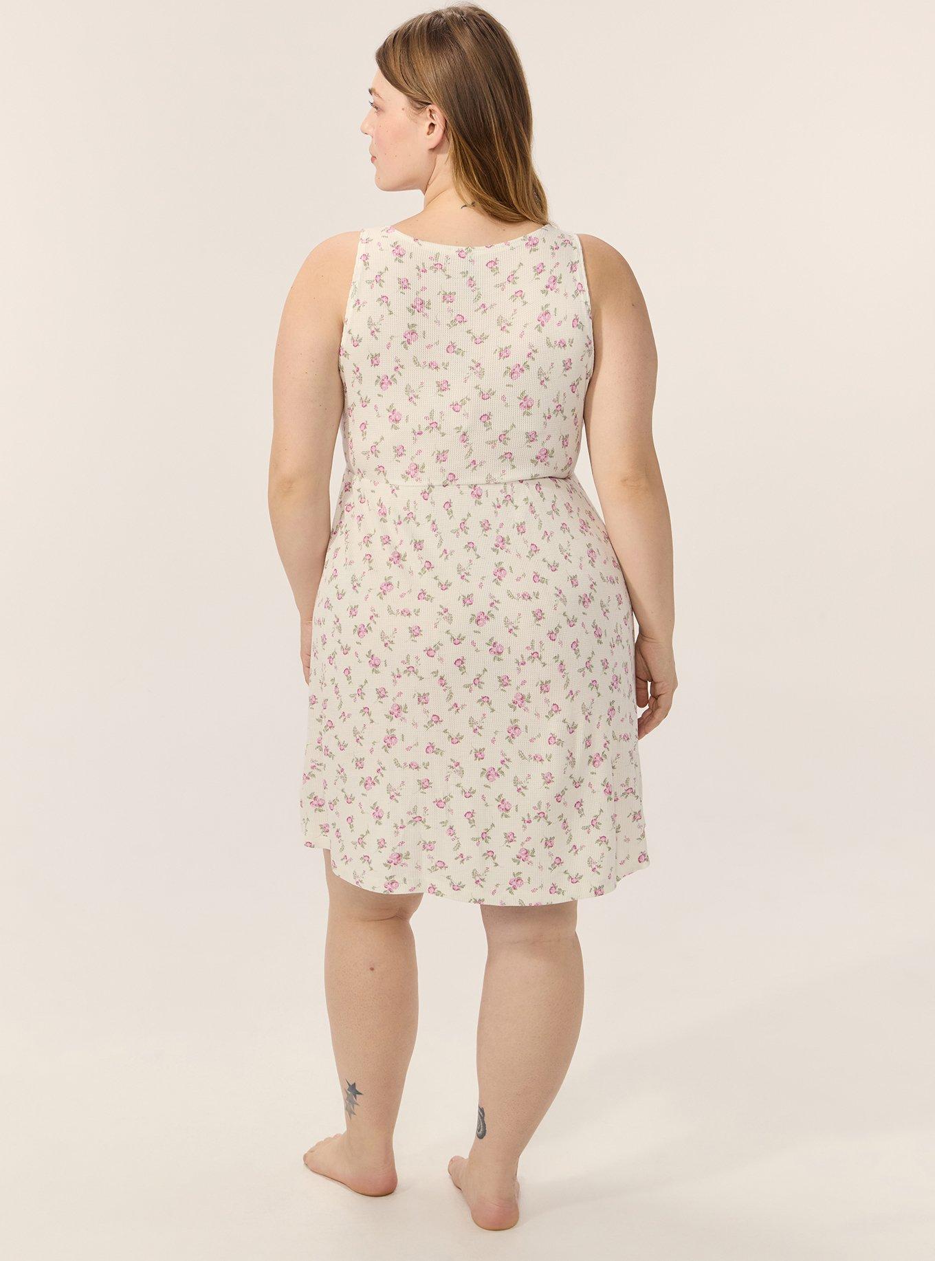 Baby Waffle Lounge Gown, LINK FLORAL WHISPER WHITE, alternate