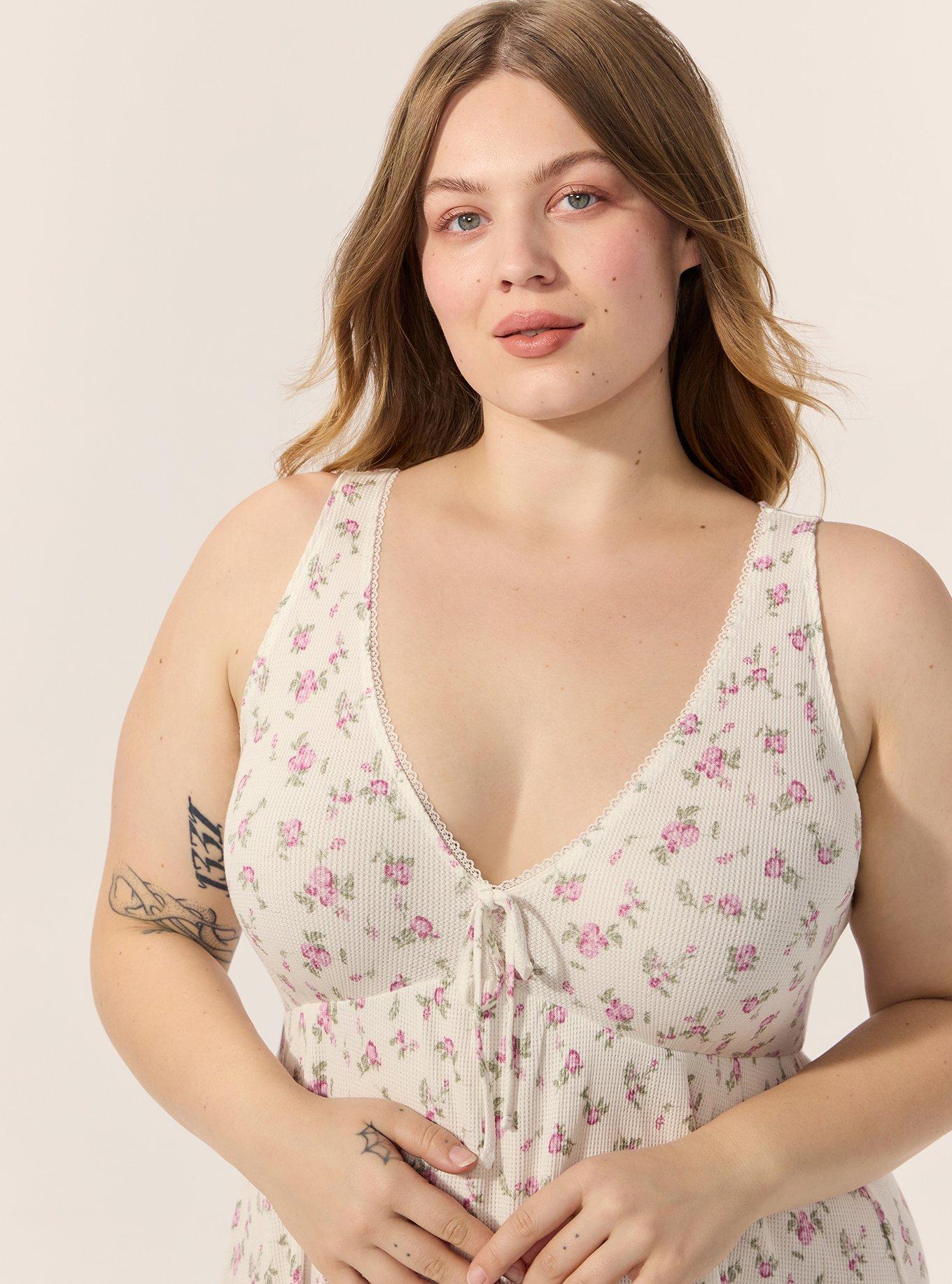 Baby Waffle Lounge Gown, LINK FLORAL WHISPER WHITE, alternate