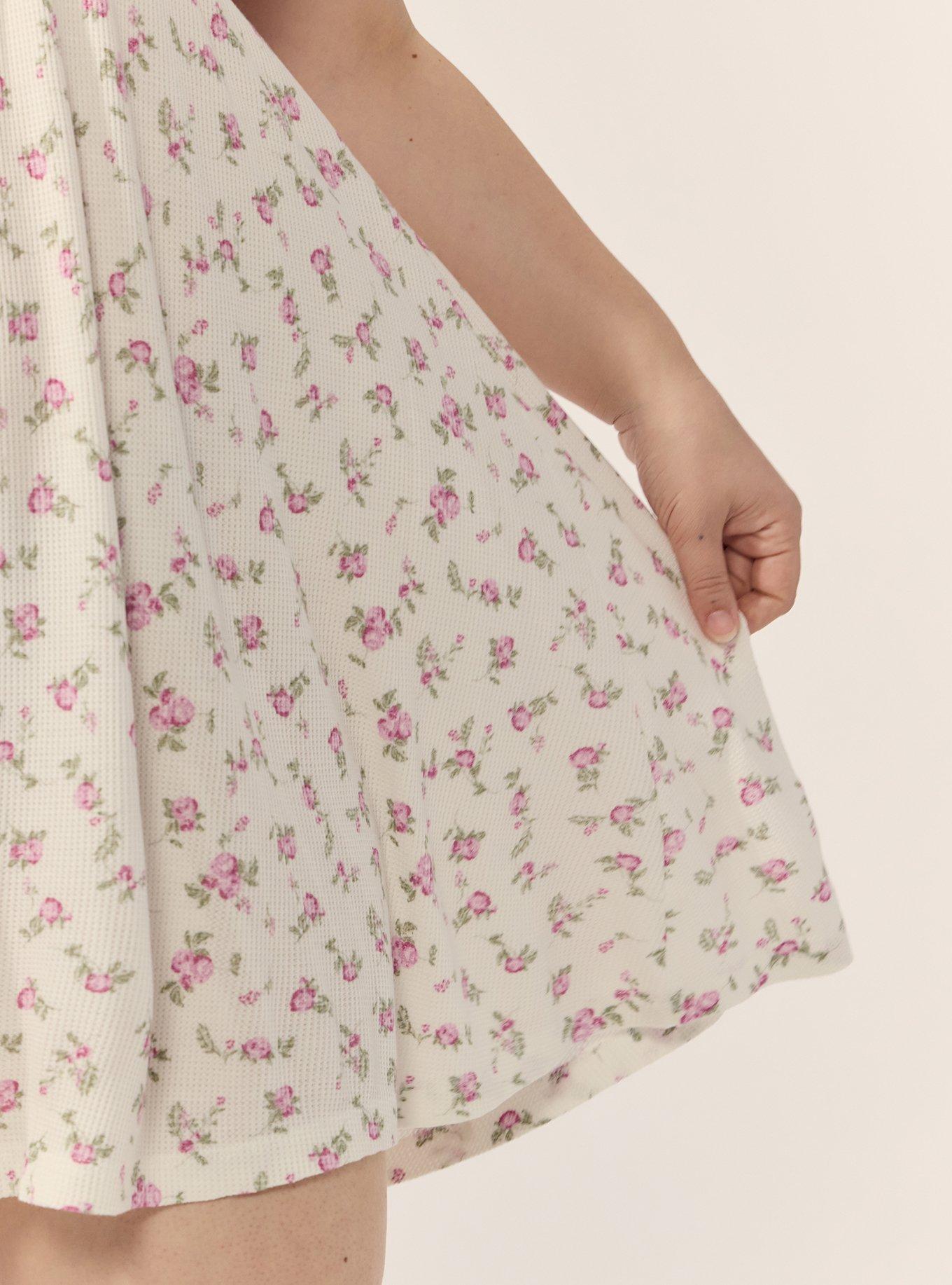 Baby Waffle Lounge Gown, LINK FLORAL WHISPER WHITE, alternate