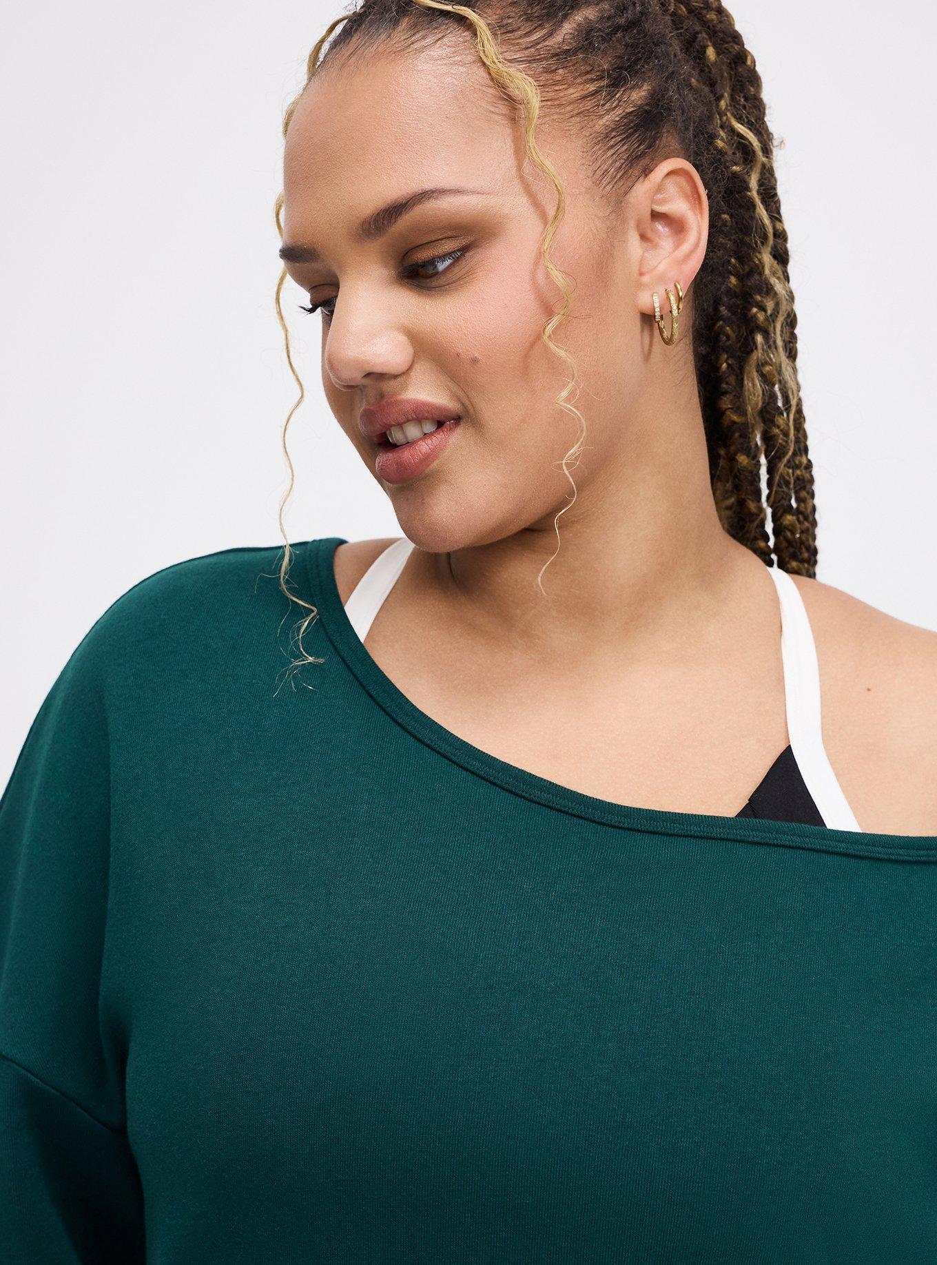 TRU Super Soft Fleece Off-Shoulder Active Sweatshirt, BOTANICAL GARDEN, alternate