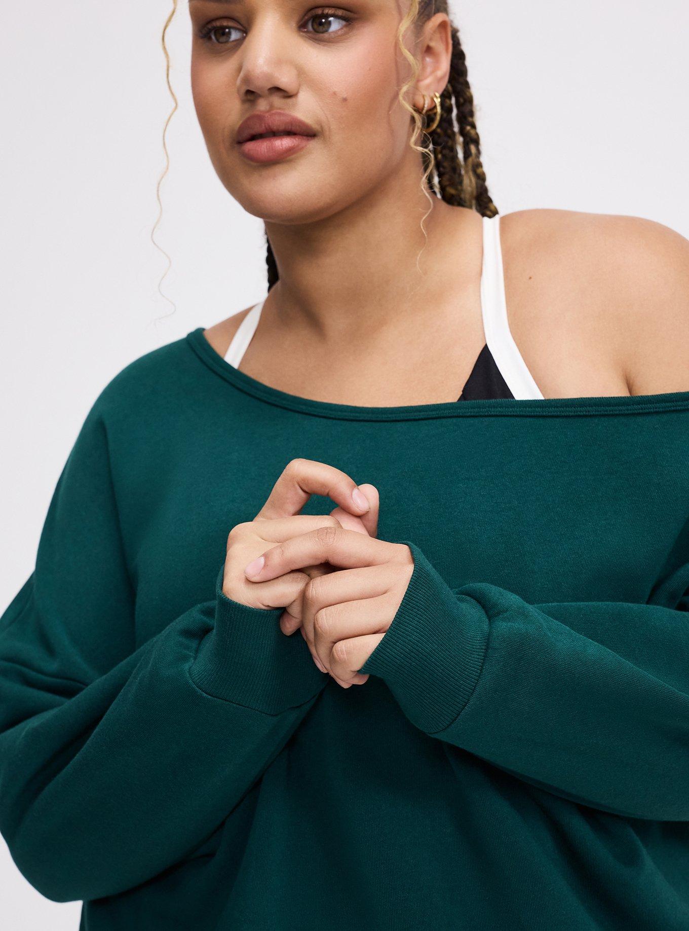 TRU Super Soft Fleece Off-Shoulder Active Sweatshirt, BOTANICAL GARDEN, alternate