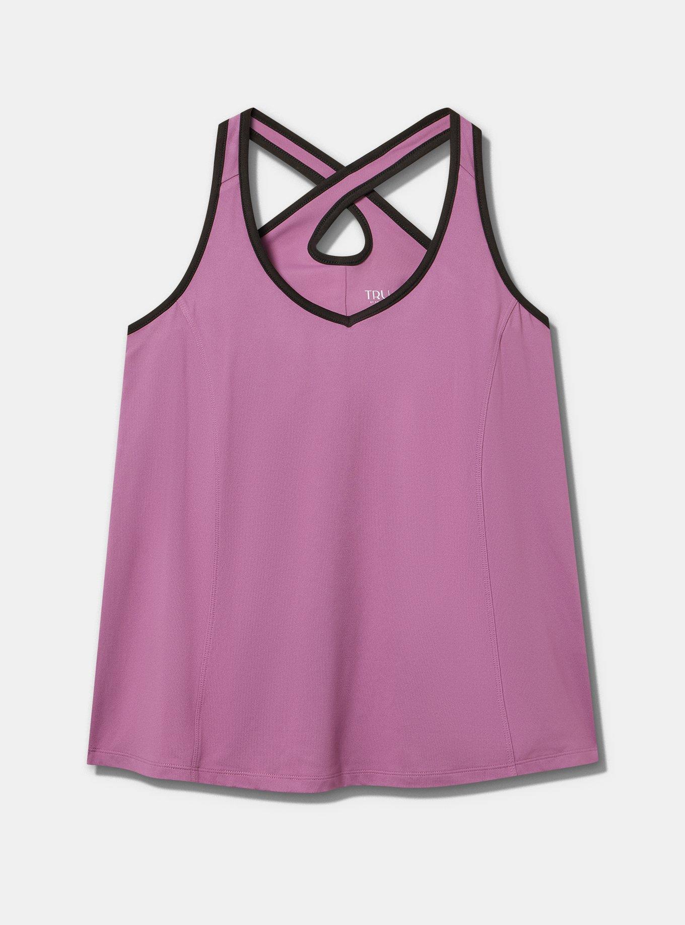 TRU Super Soft Performance Jersey Crossed Active Tank, ARGYLE PURPLE, flat