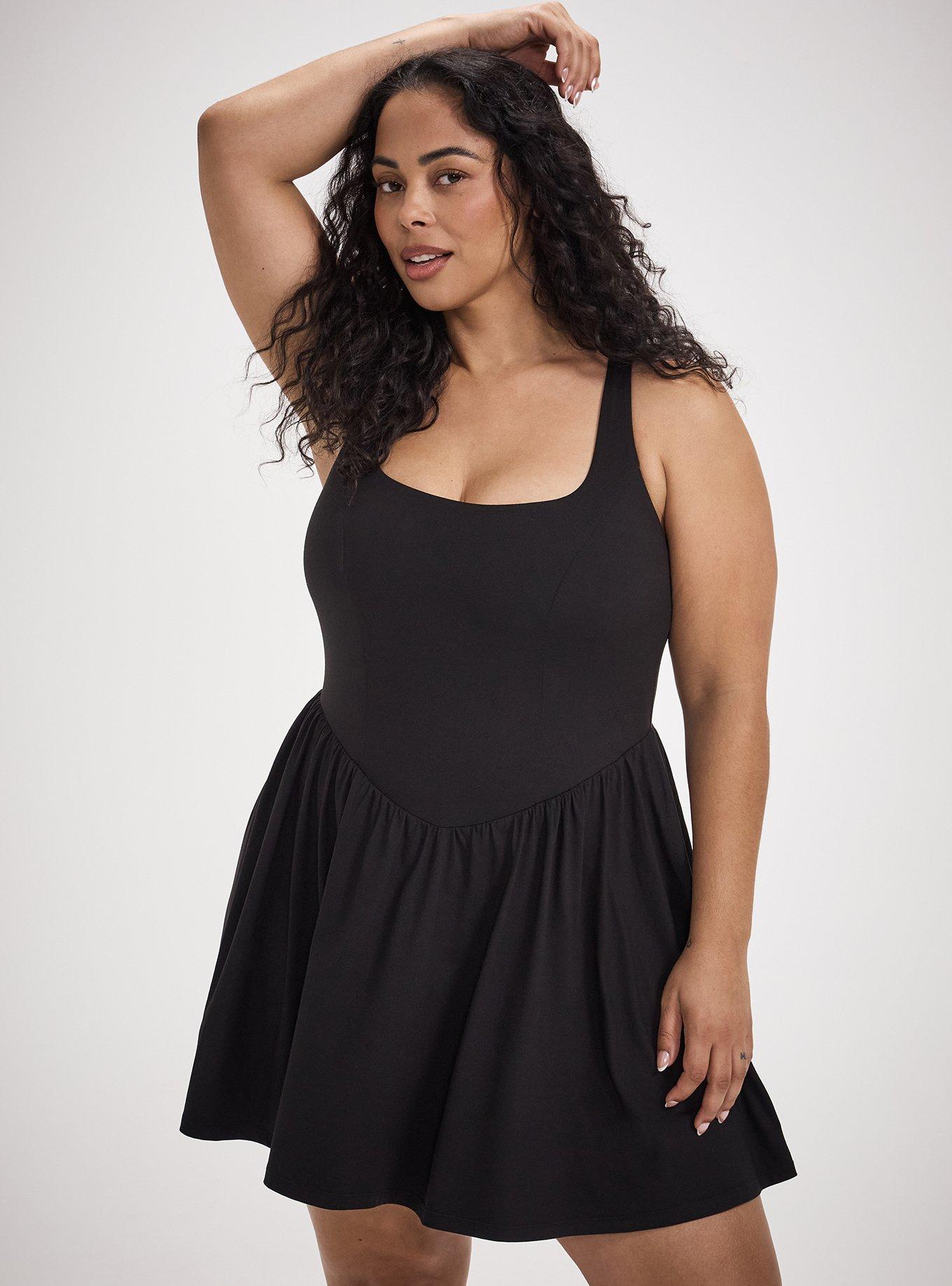 TRU Lightweight Super Soft Performance Jersey 2fer Dress, DEEP BLACK, alternate