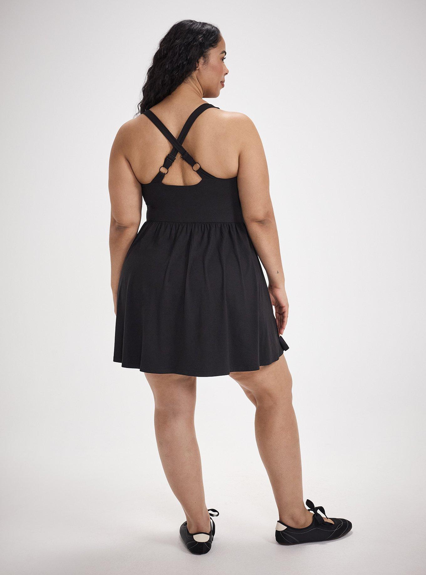 TRU Lightweight Super Soft Performance Jersey 2fer Dress, DEEP BLACK, alternate