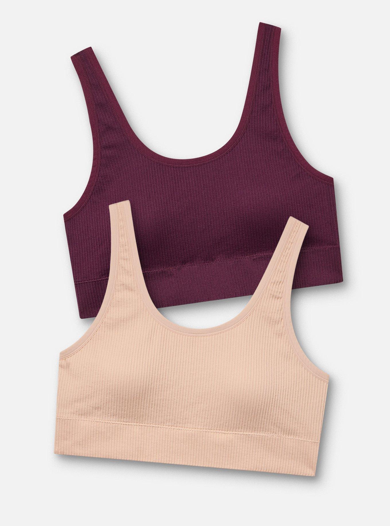2-Pack Lightly Lined Seamless Rib Scoop Bralette, MULTI, hi-res