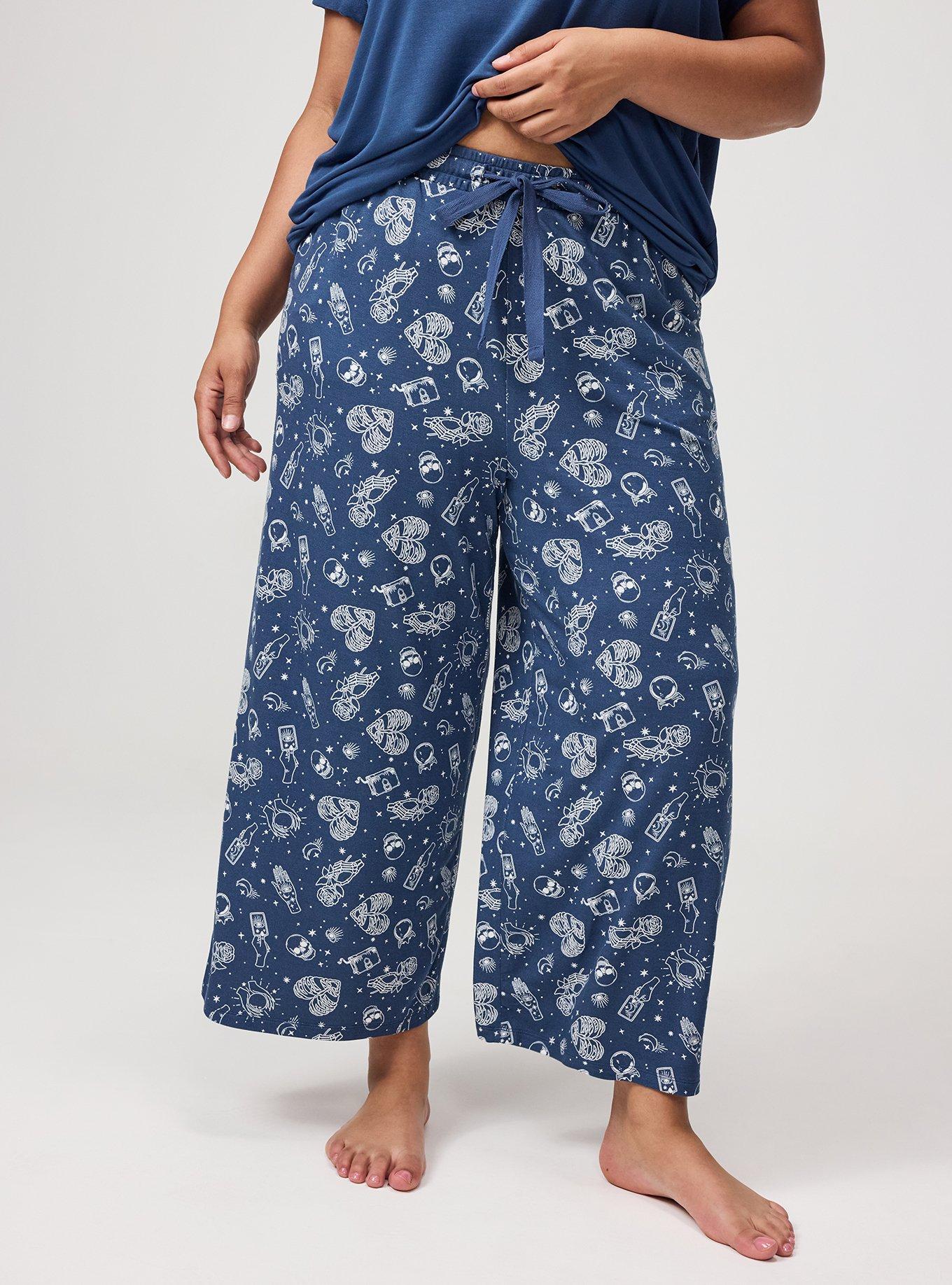 Lightweight French Terry Wide-Leg Lounge Pant, SEE IT BLUE, alternate