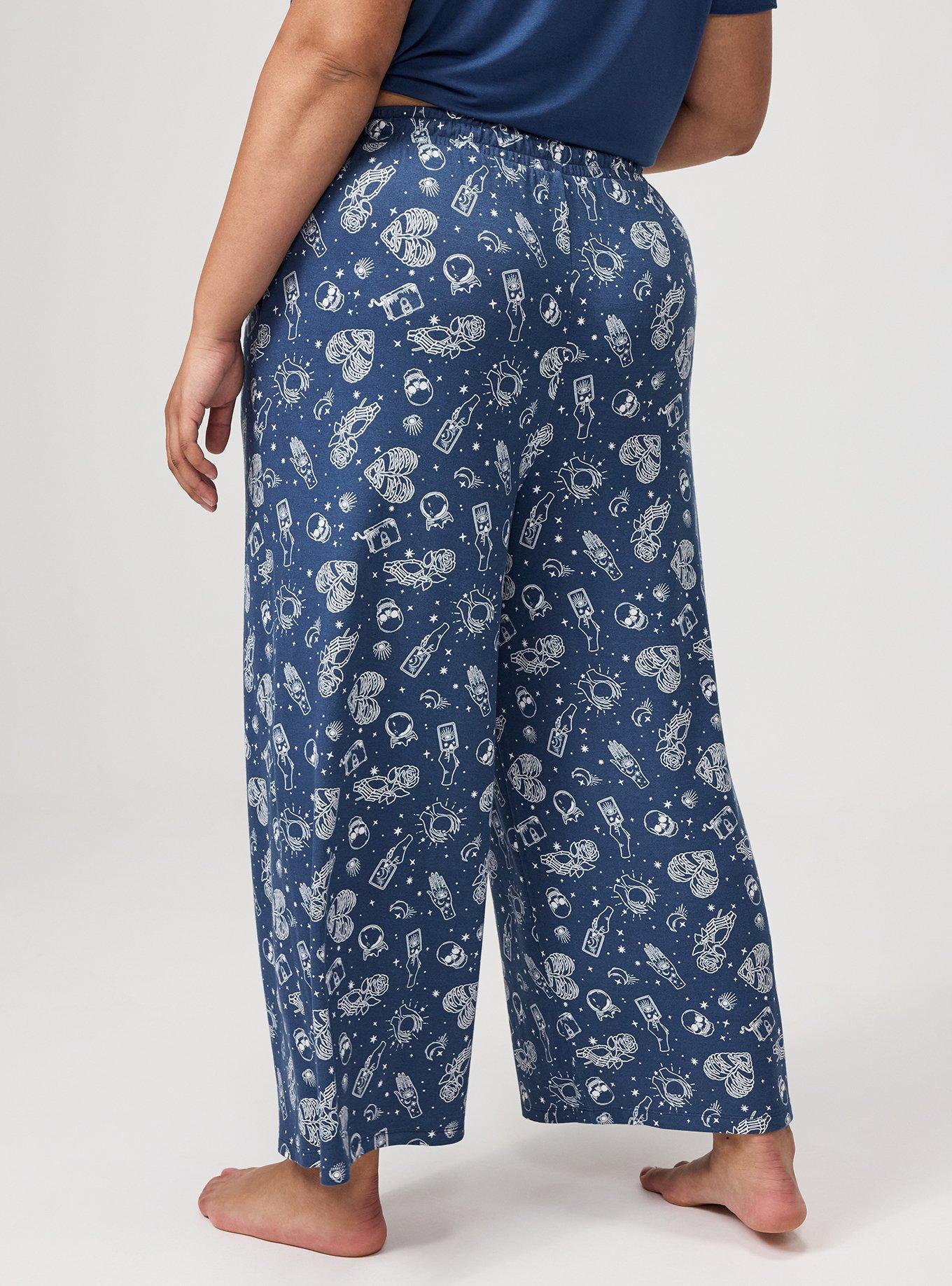 Lightweight French Terry Wide-Leg Lounge Pant, SEE IT BLUE, alternate
