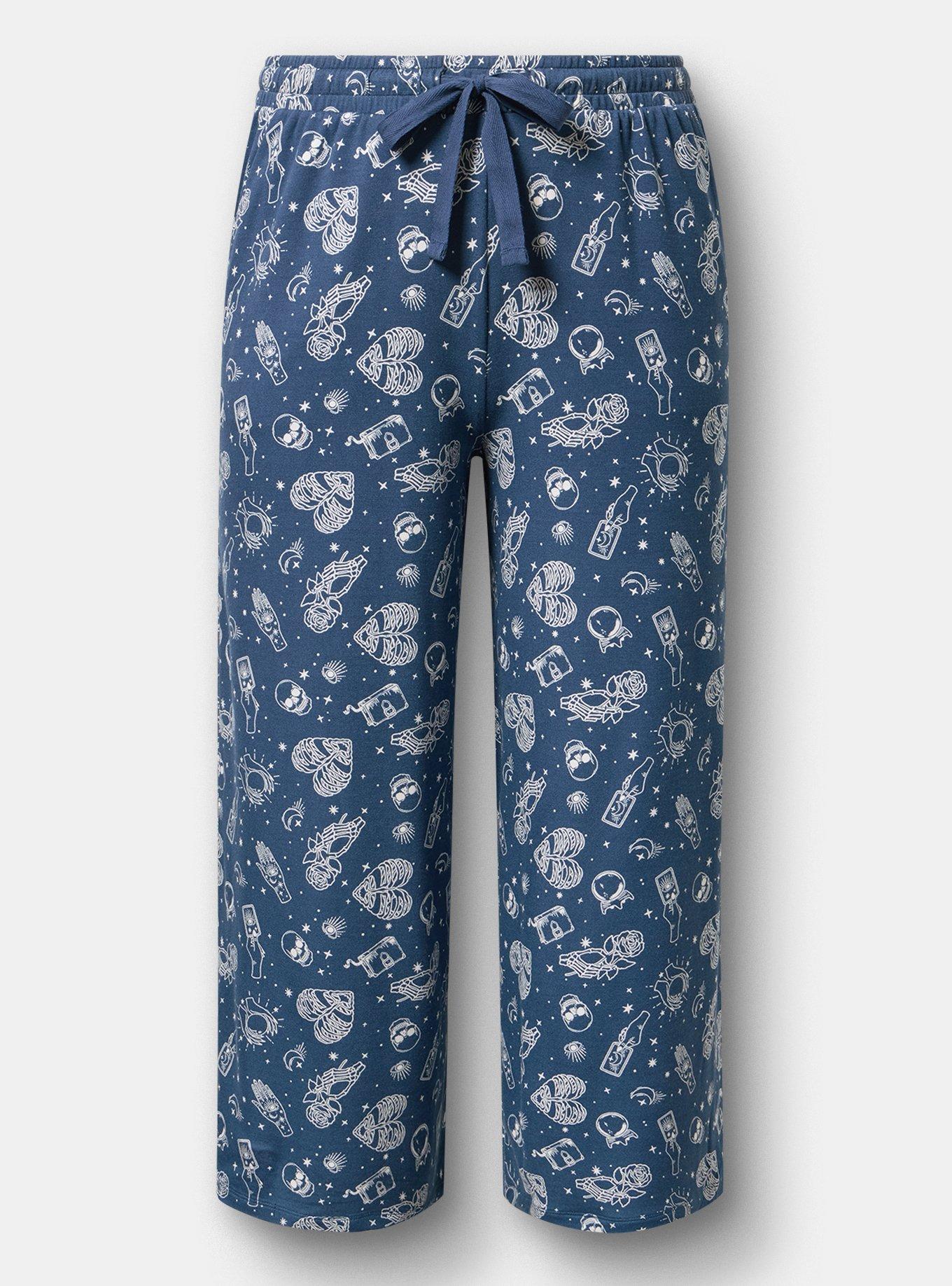 Lightweight French Terry Wide-Leg Lounge Pant, SEE IT BLUE, flat