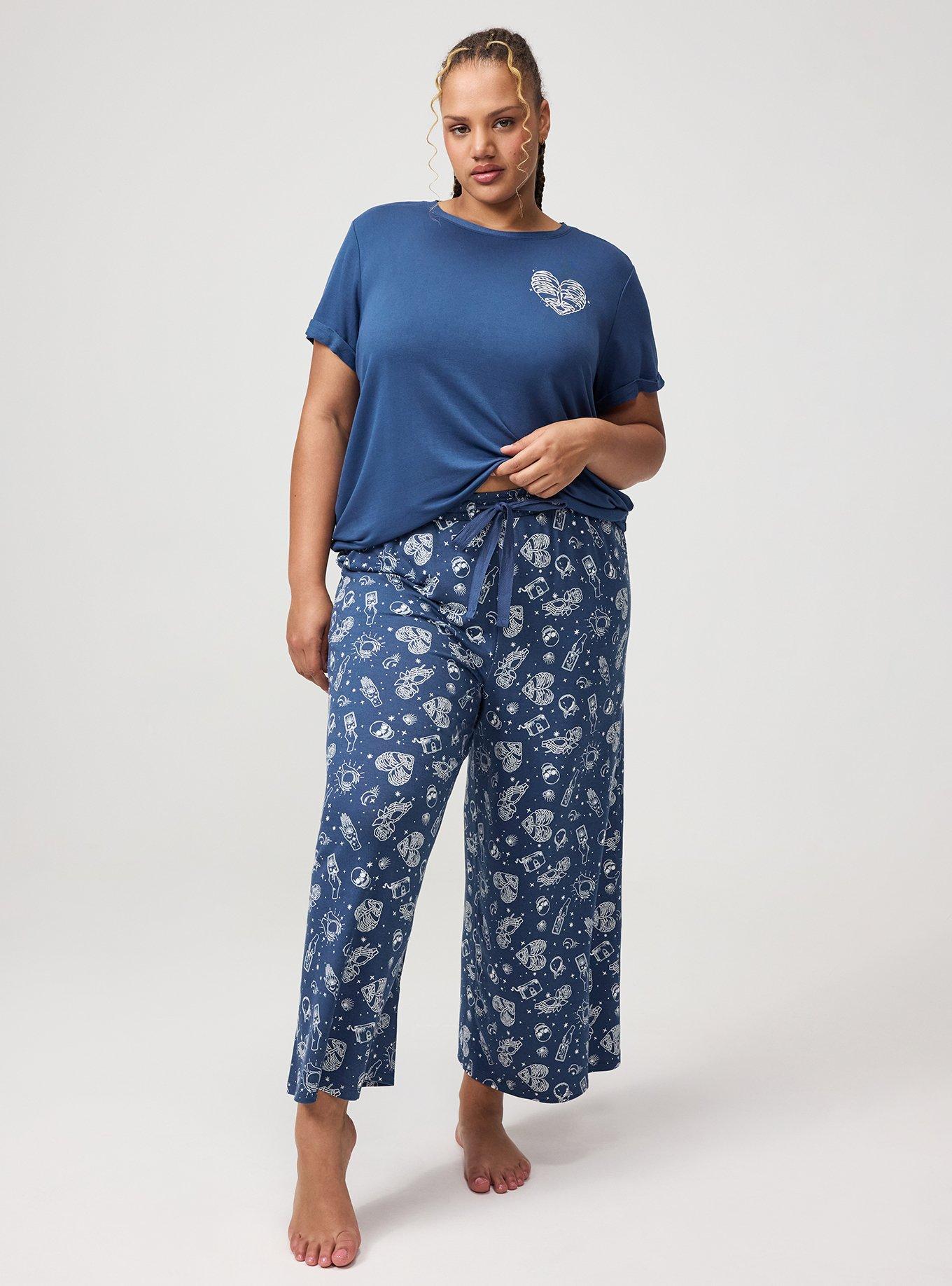 Lightweight French Terry Wide-Leg Lounge Pant, SEE IT BLUE, hi-res