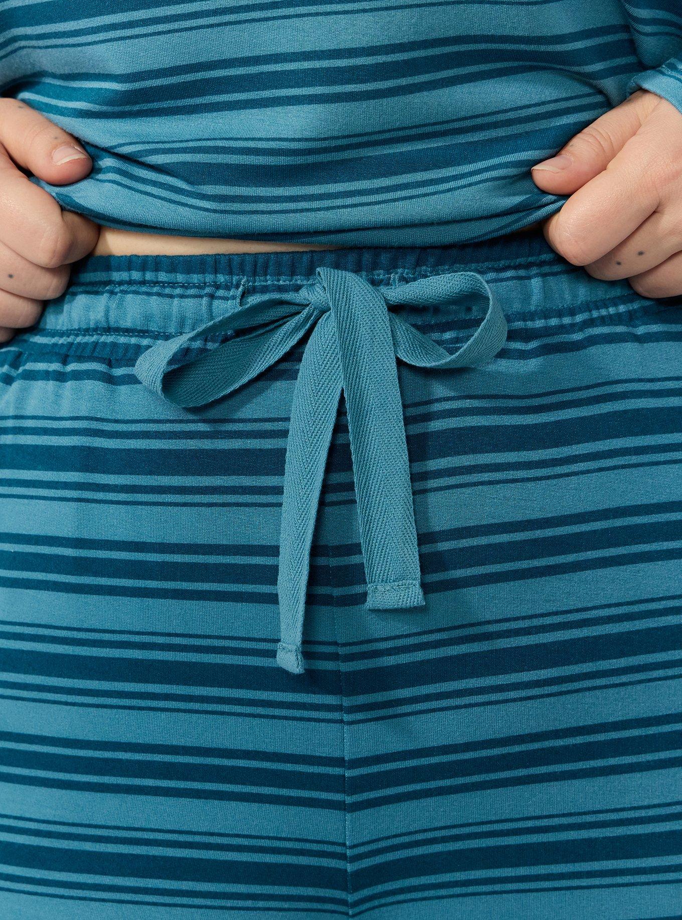 Lightweight French Terry Wide-Leg Lounge Pant, KIRSTEN STRIPE TEAL, alternate