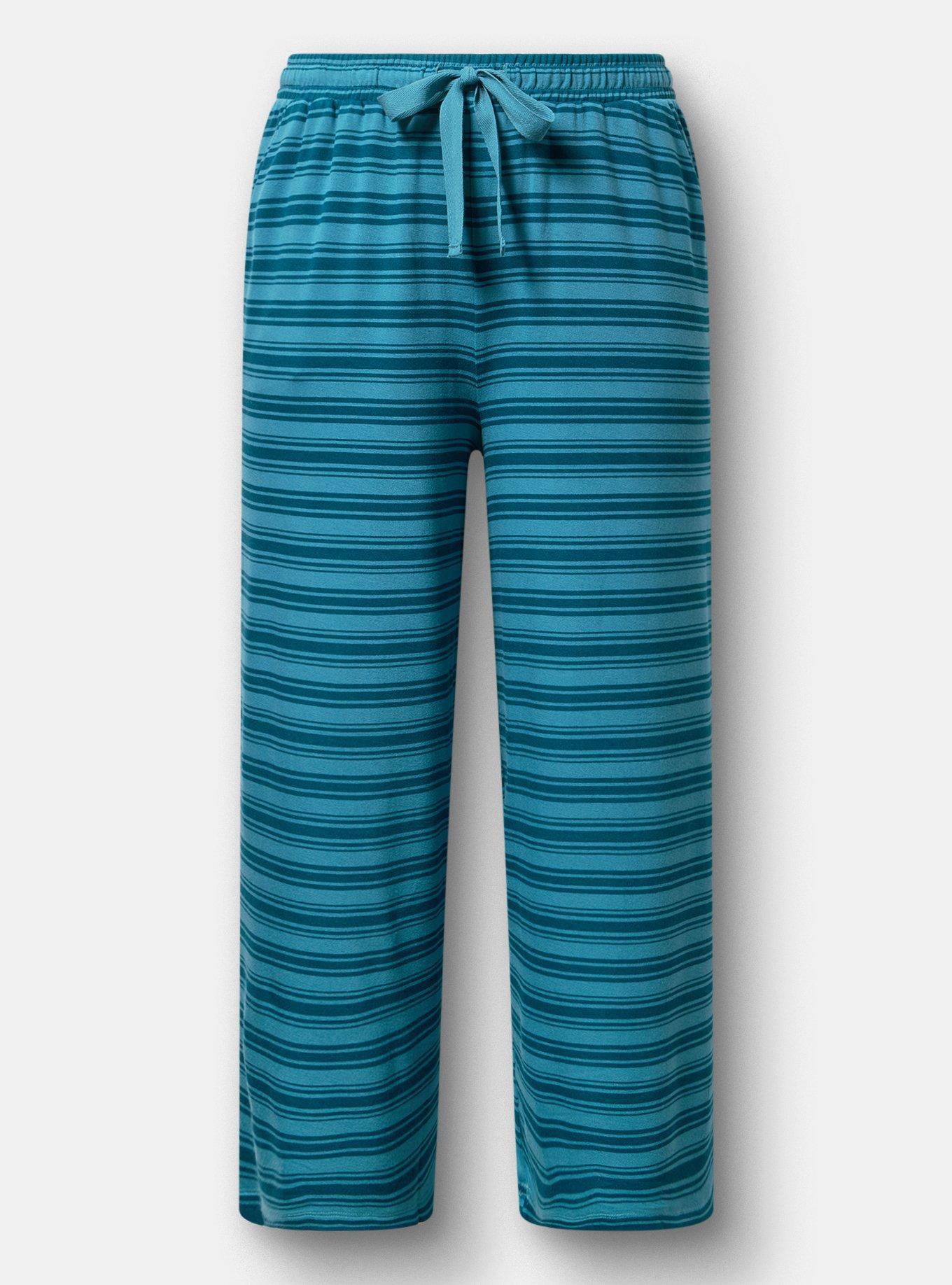 Lightweight French Terry Wide-Leg Lounge Pant, KIRSTEN STRIPE TEAL, hi-res