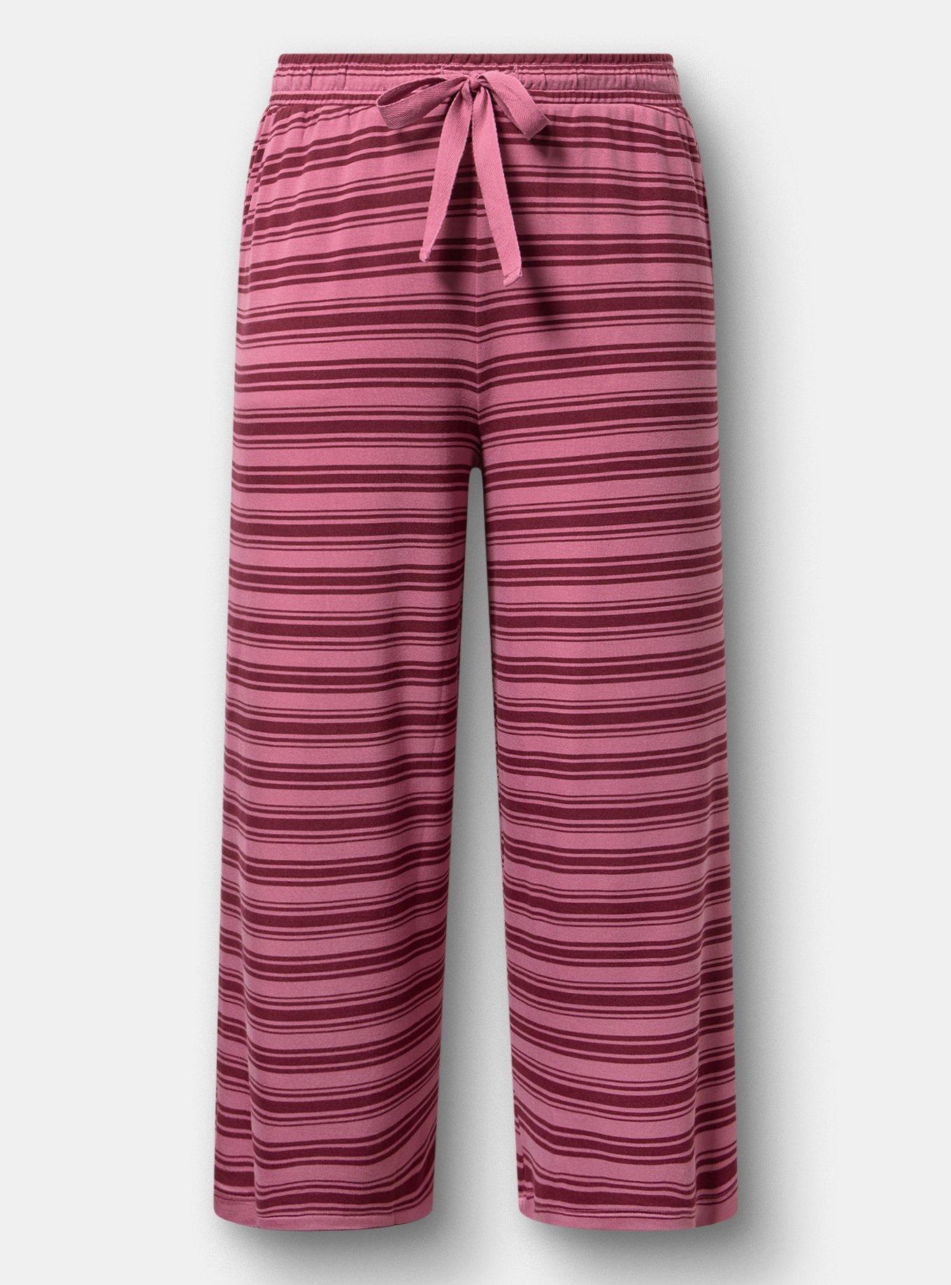 Lightweight French Terry Wide-Leg Lounge Pant, KIRSTEN STRIPE MAUVE, hi-res