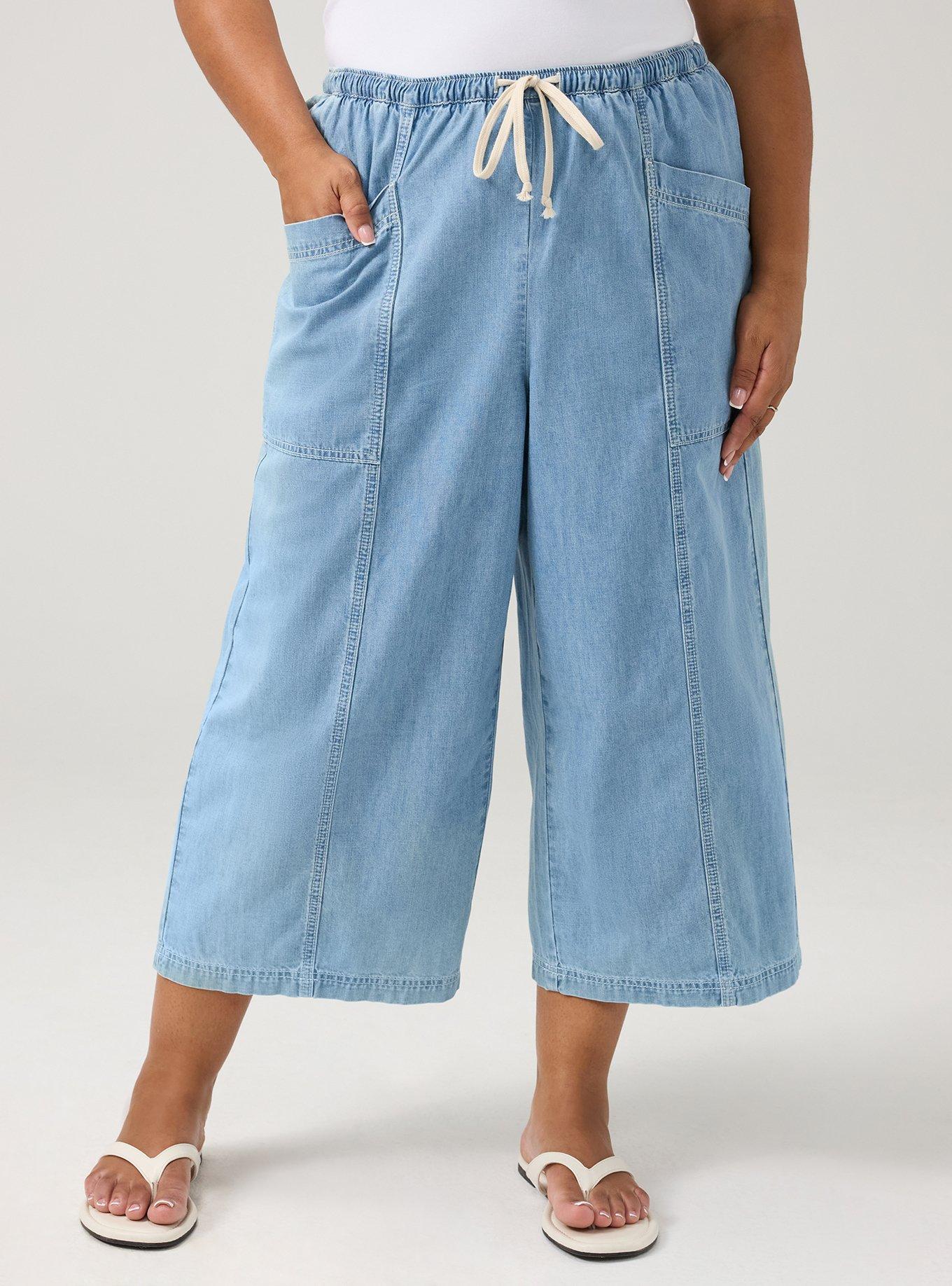 Plus Size Crop High-Rise Pull-On Lightweight Jean, LIGHT WASH, alternate