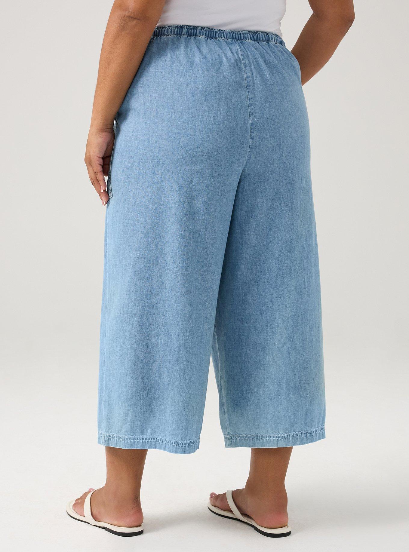Plus Size Crop High-Rise Pull-On Lightweight Jean, LIGHT WASH, alternate
