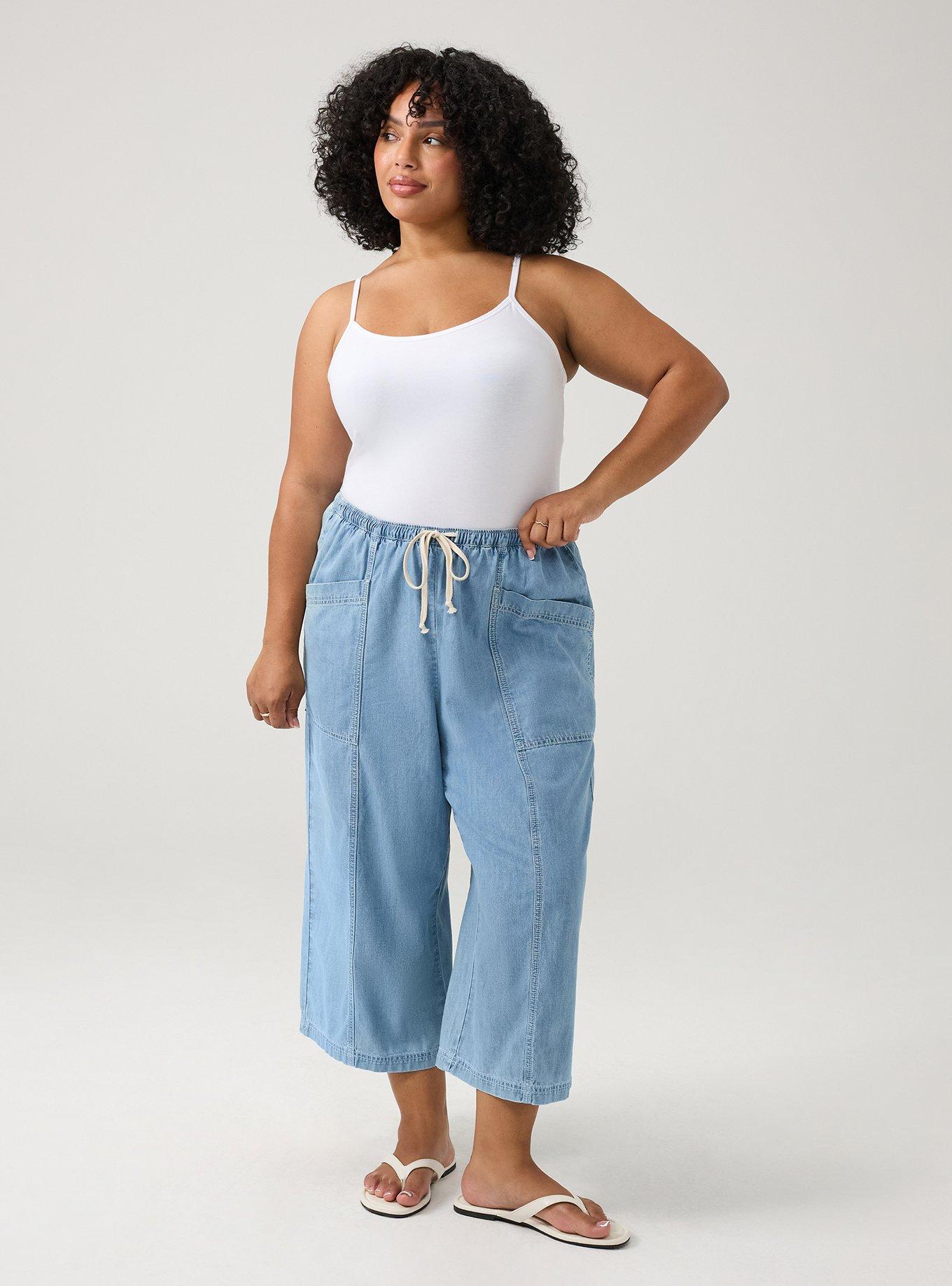 Plus Size Crop High-Rise Pull-On Lightweight Jean, LIGHT WASH, alternate