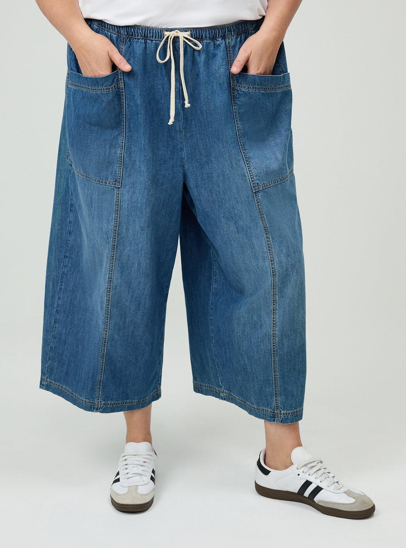 Plus Size Crop High-Rise Pull-On Lightweight Jean, MEDIUM WASH, alternate