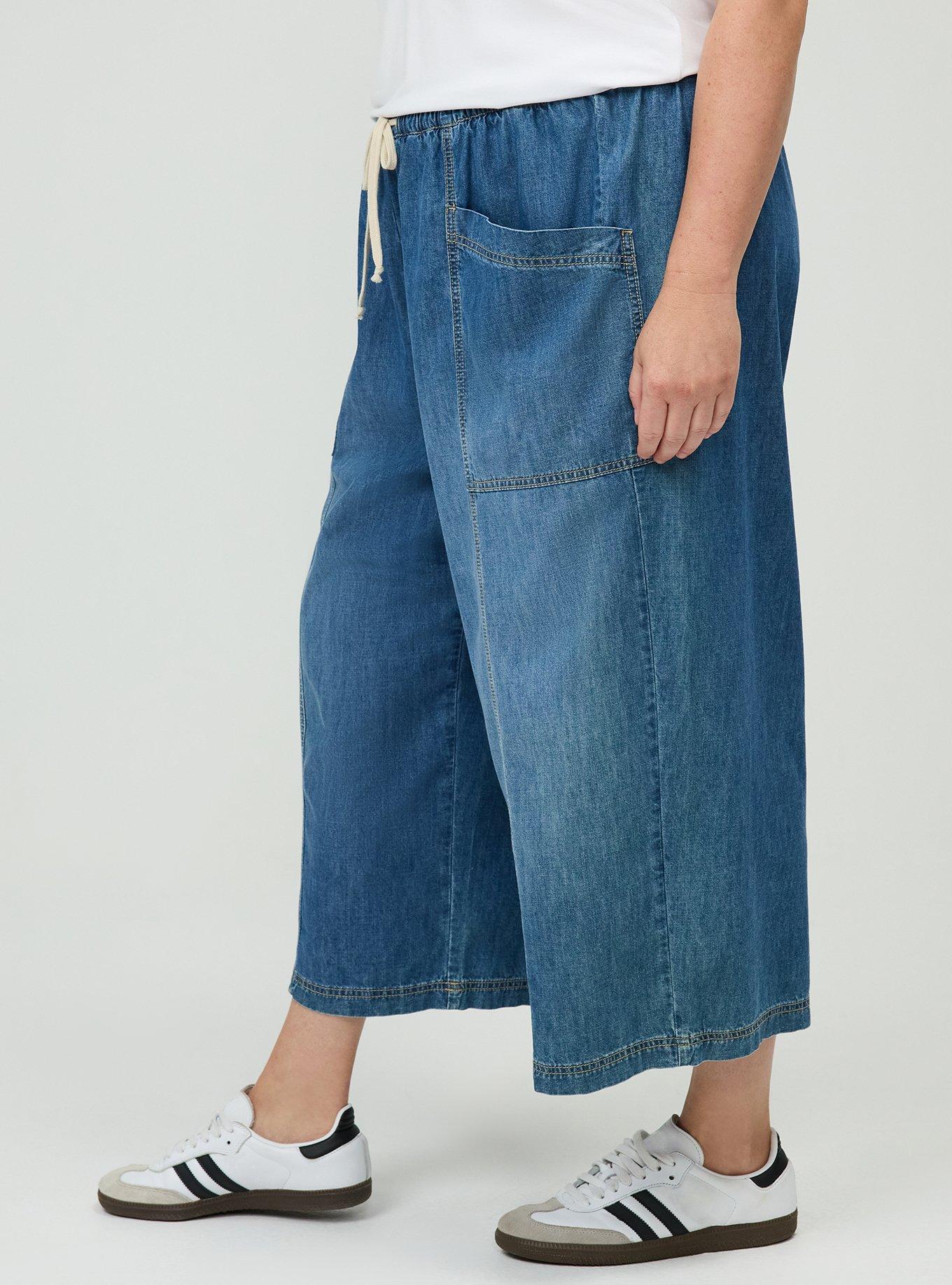 Plus Size Crop High-Rise Pull-On Lightweight Jean, MEDIUM WASH, alternate