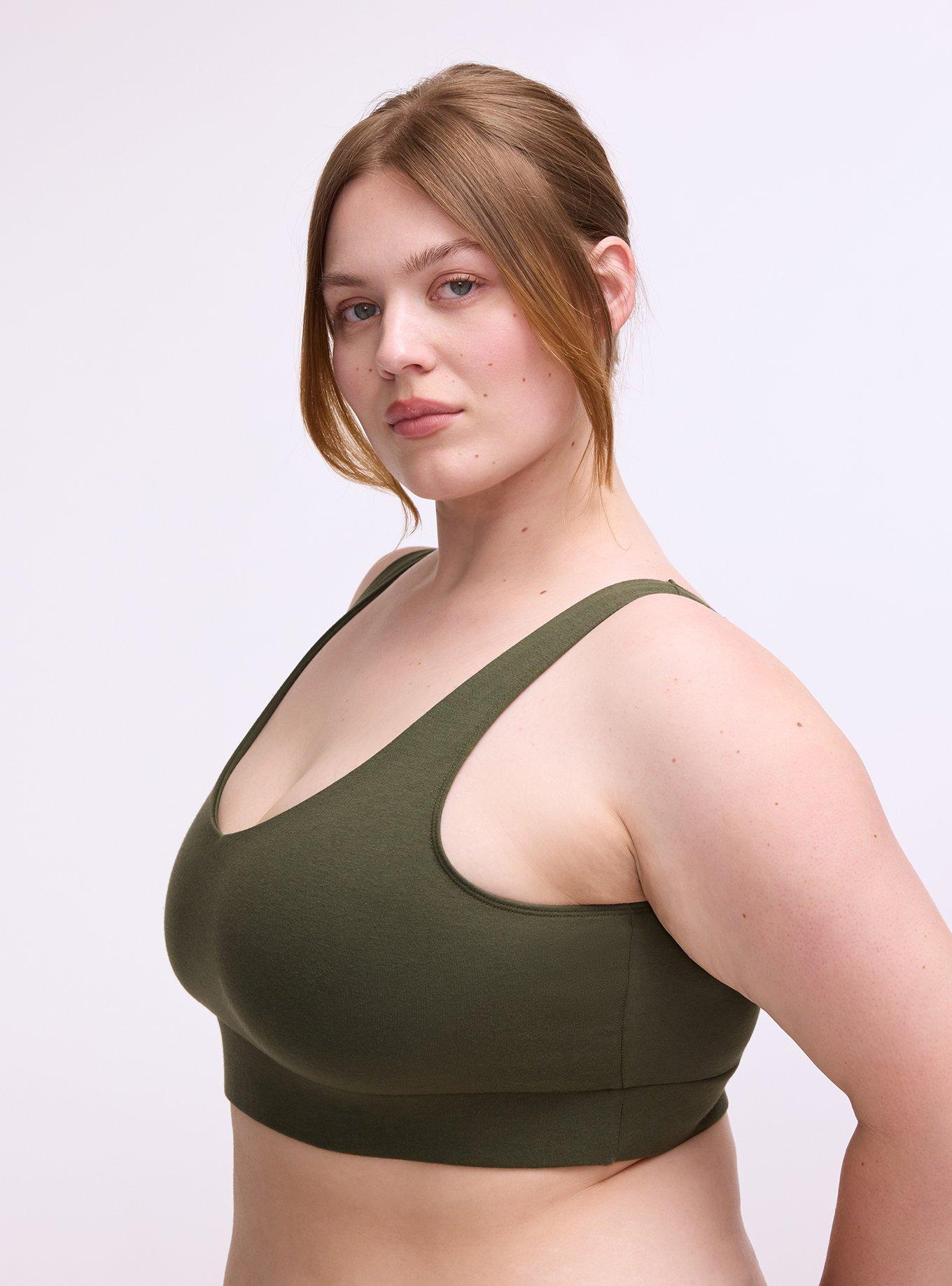 Plus Size 2-Pack Unlined Cotton Bralette, MULTI, alternate