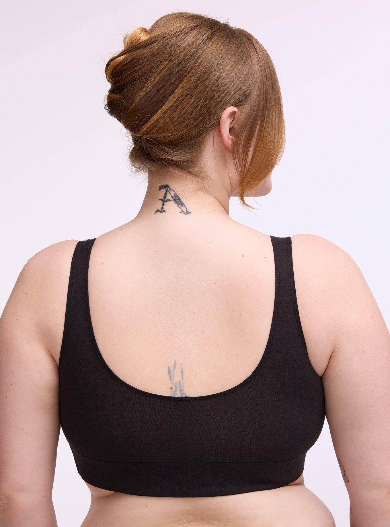 Plus Size 2-Pack Unlined Cotton Bralette, MULTI, alternate