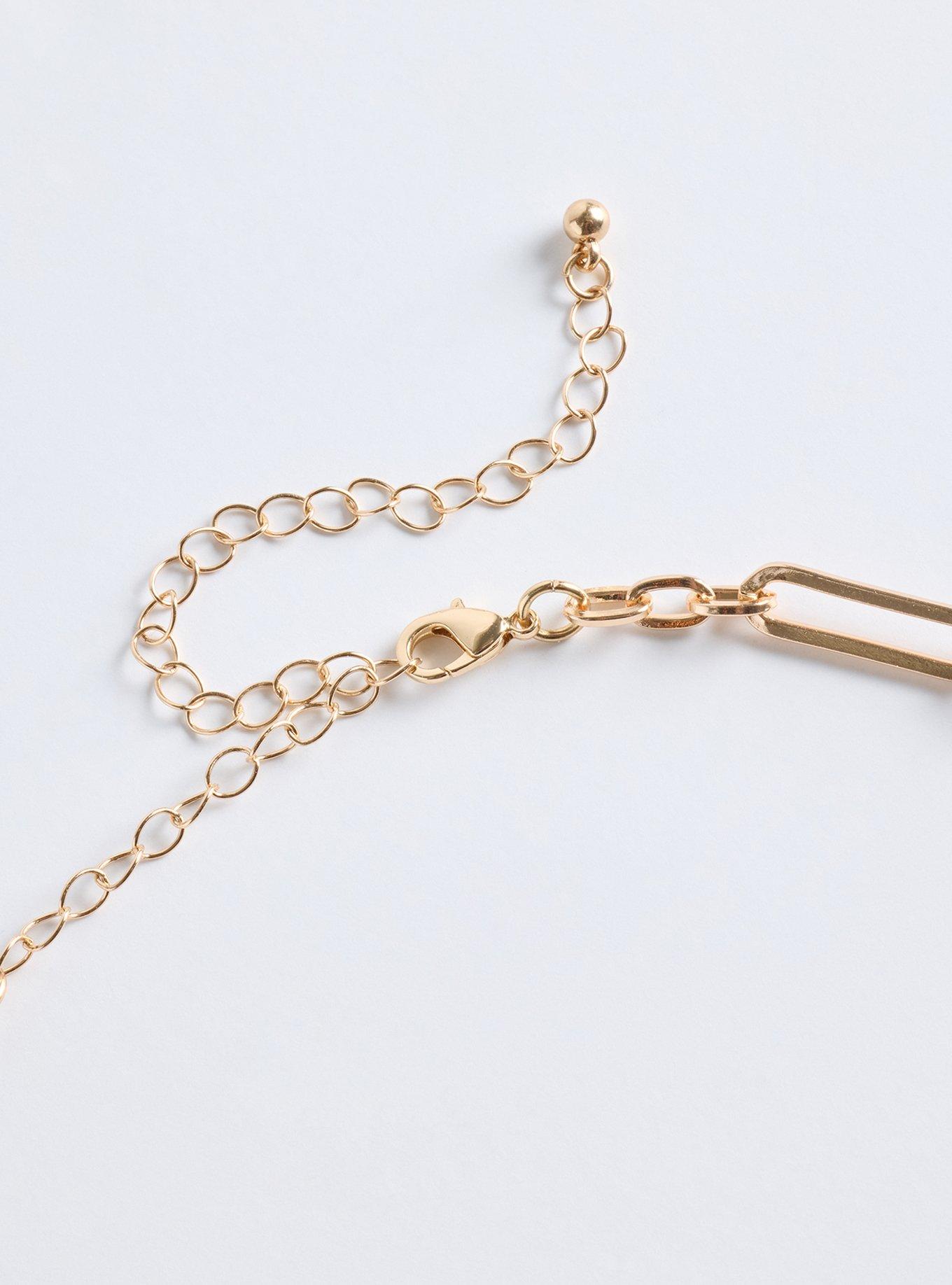 Link Heart Stone Lariat Necklace, , alternate