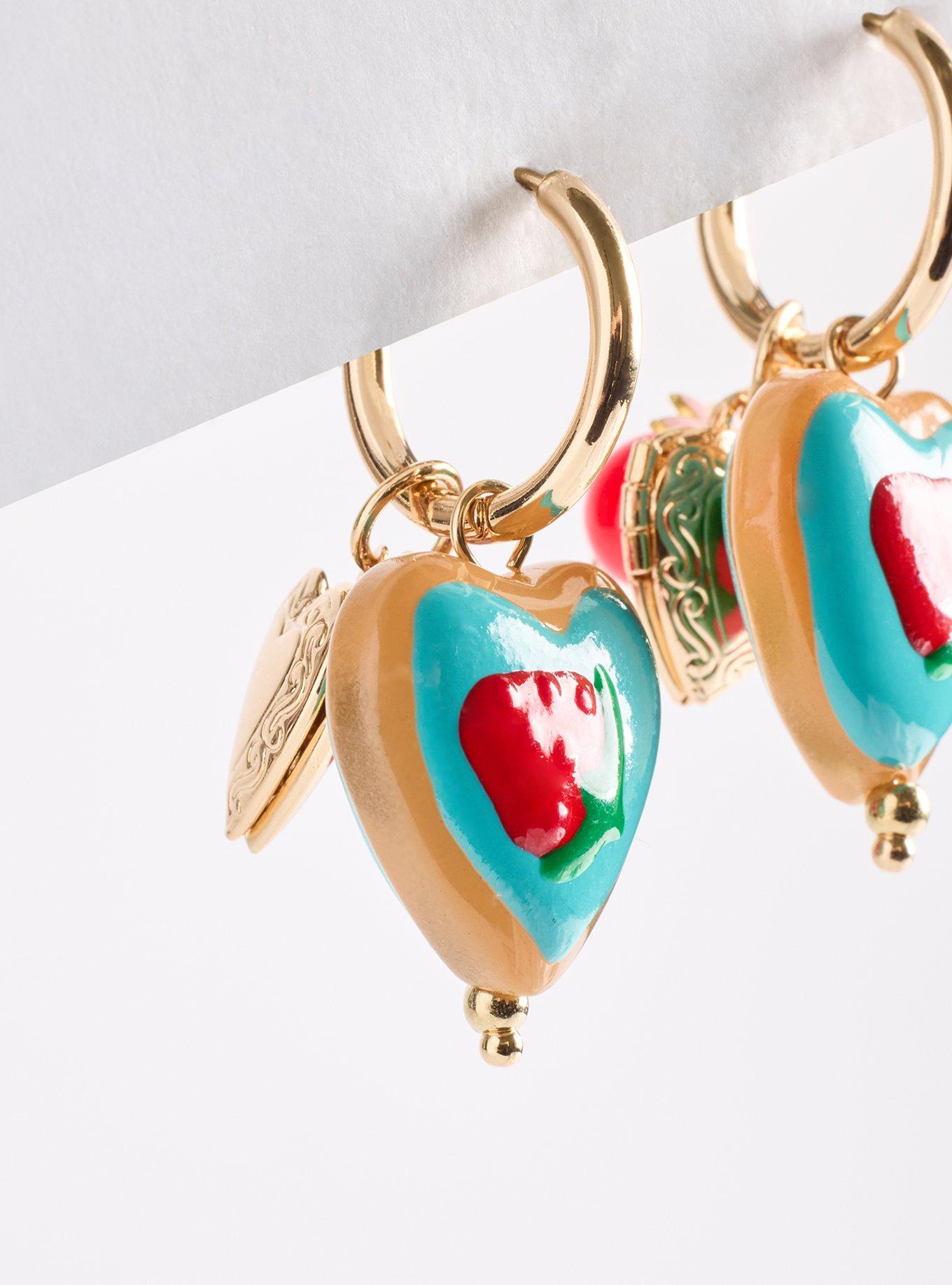 Charm Fruit Hoop Earrings, , alternate