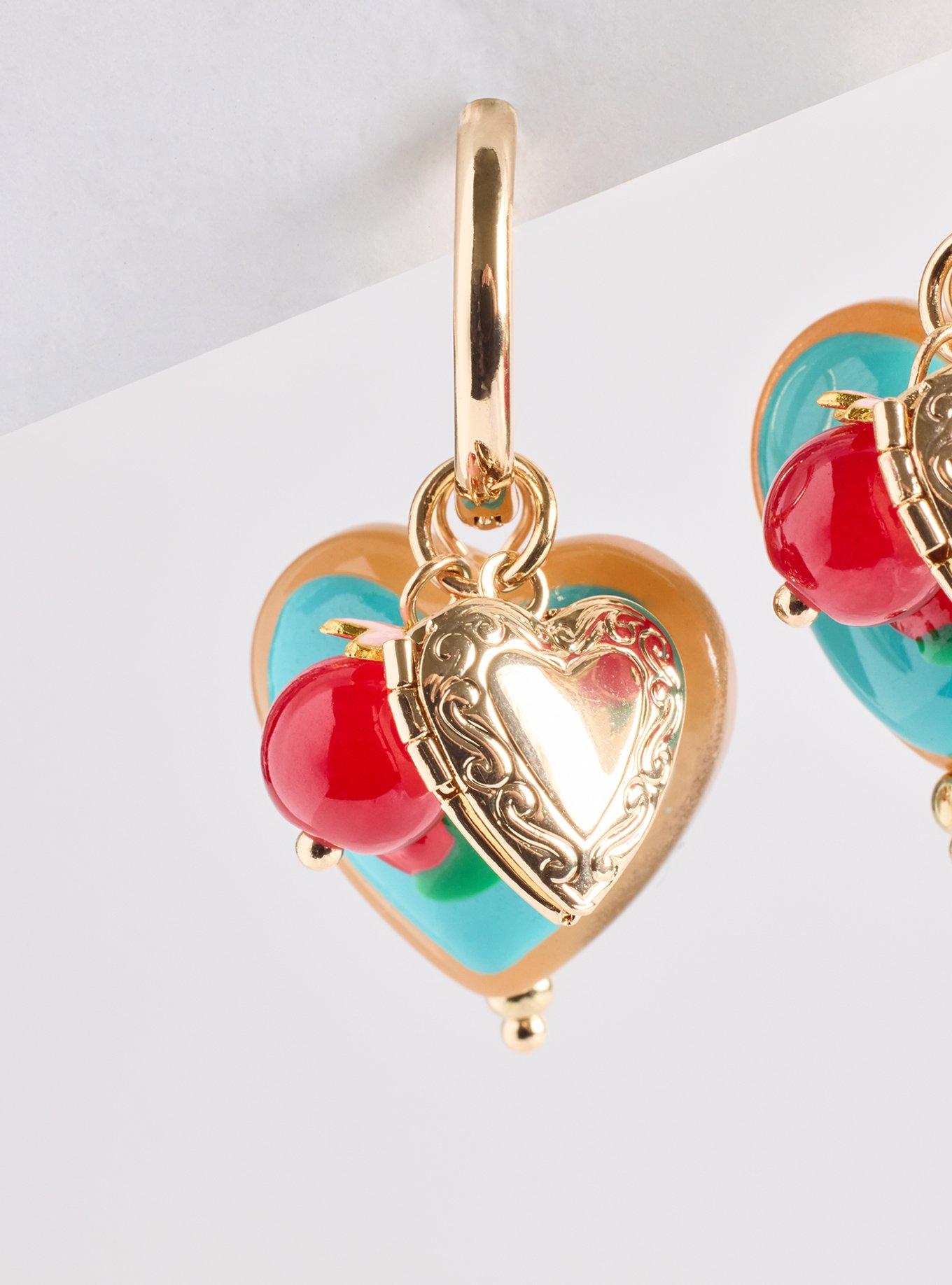 Charm Fruit Hoop Earrings, , alternate