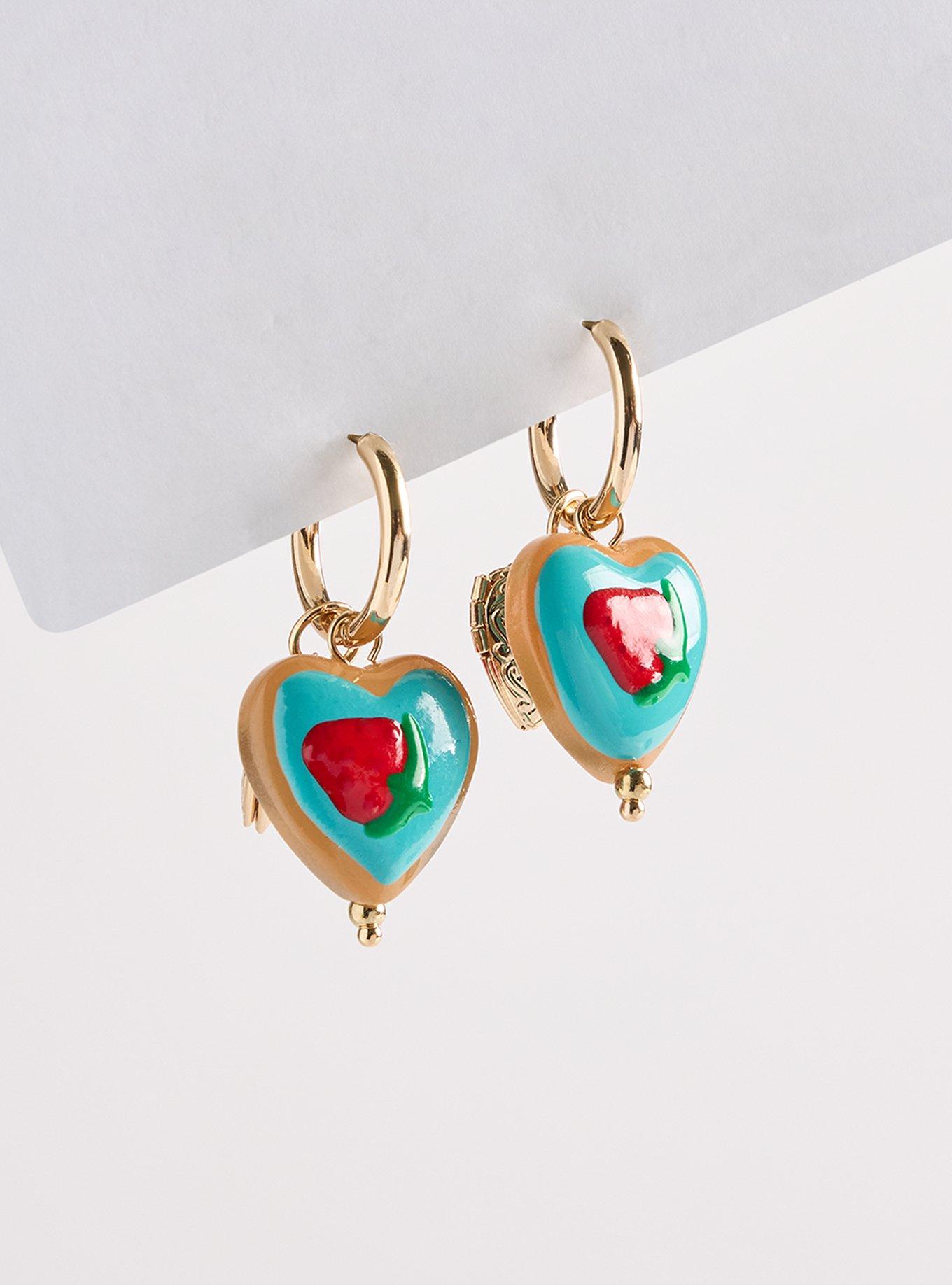 Charm Fruit Hoop Earrings, , hi-res