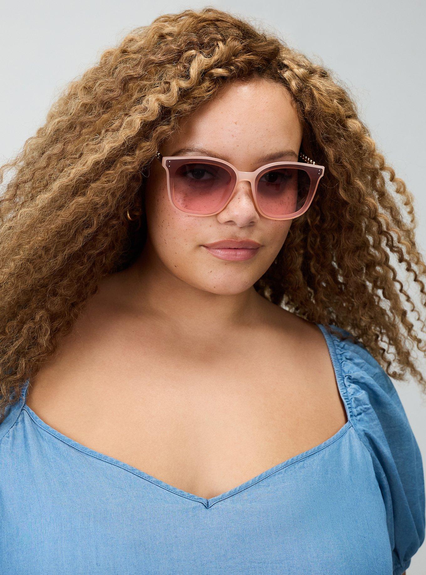 Plus Size Square Cateye Smoke Lens Sunglasses, , hi-res