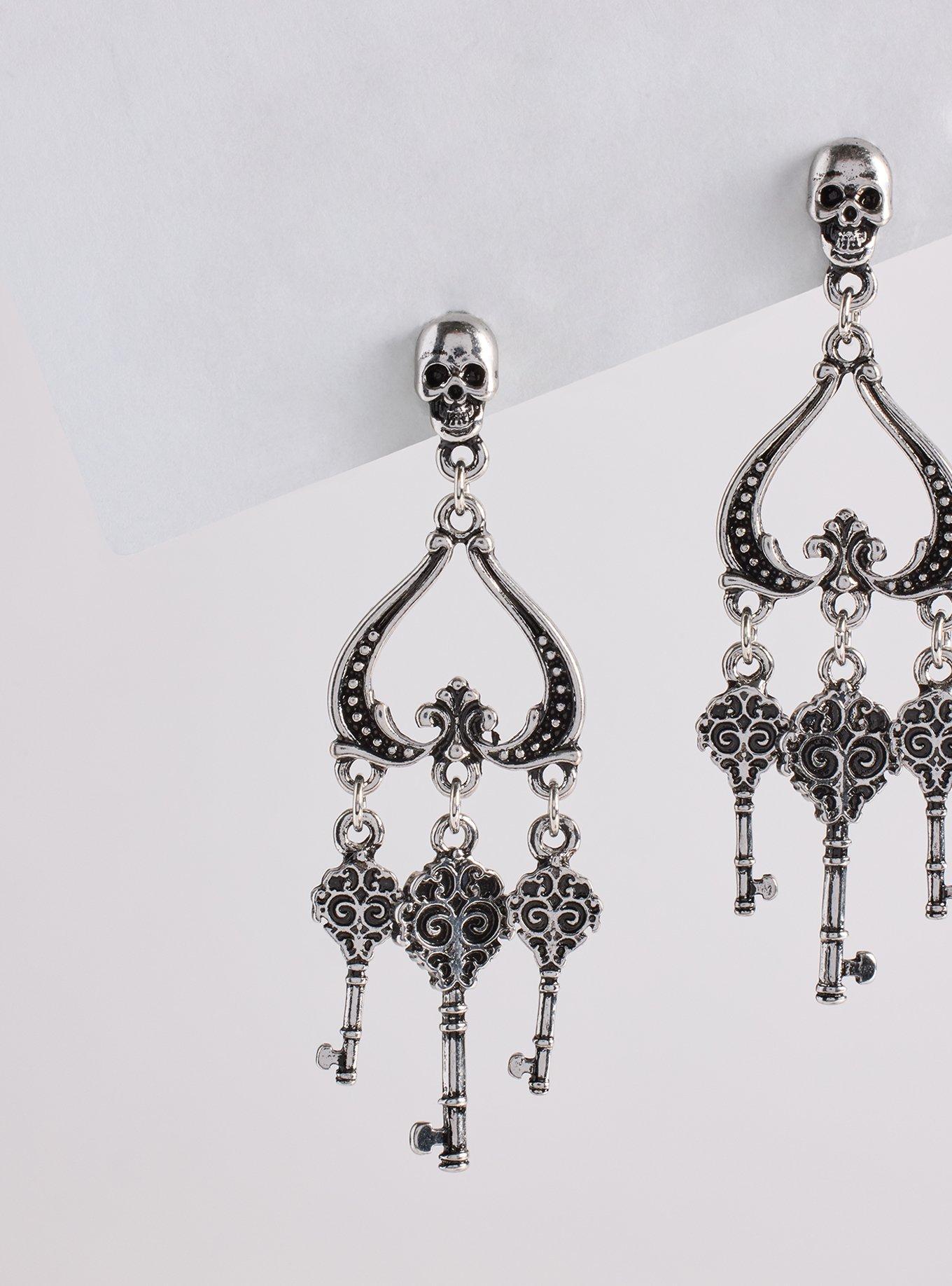 Nightfall Skull Key Earring, , alternate