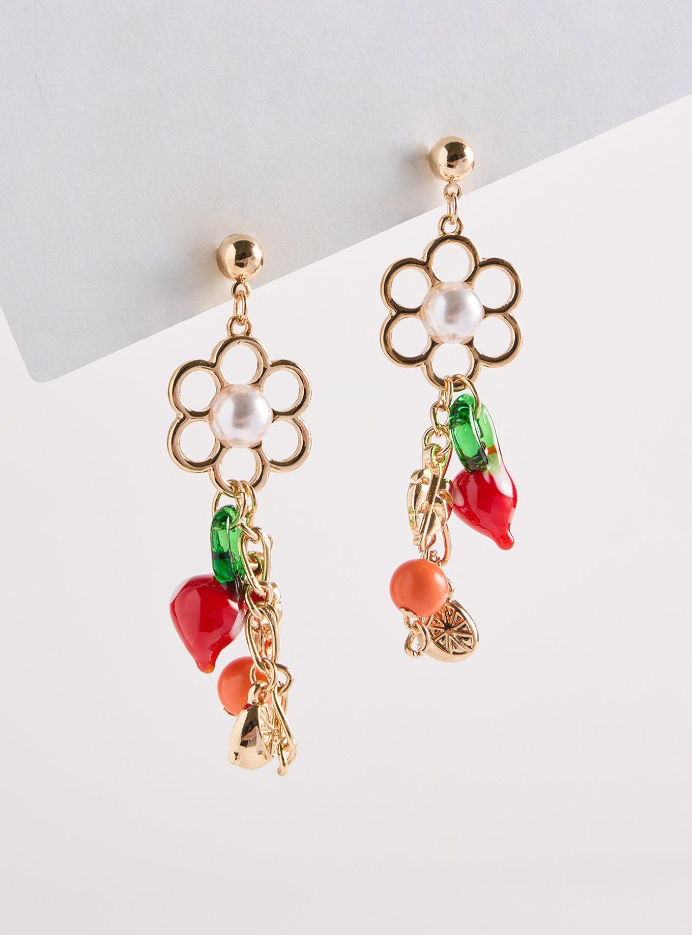 Floral Fruit Statement Earrings, , hi-res