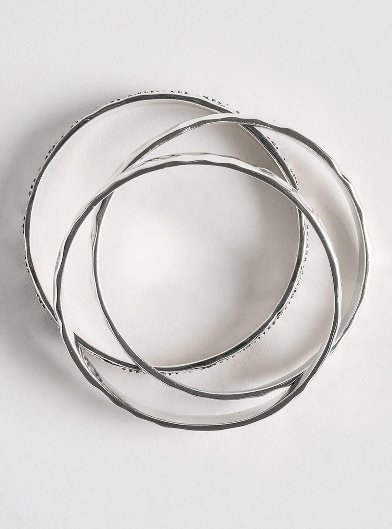 Hammered Bangle Set, SILVER, alternate