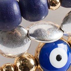 Beaded Eye Stretch Bracelet Set, GOLD, swatch