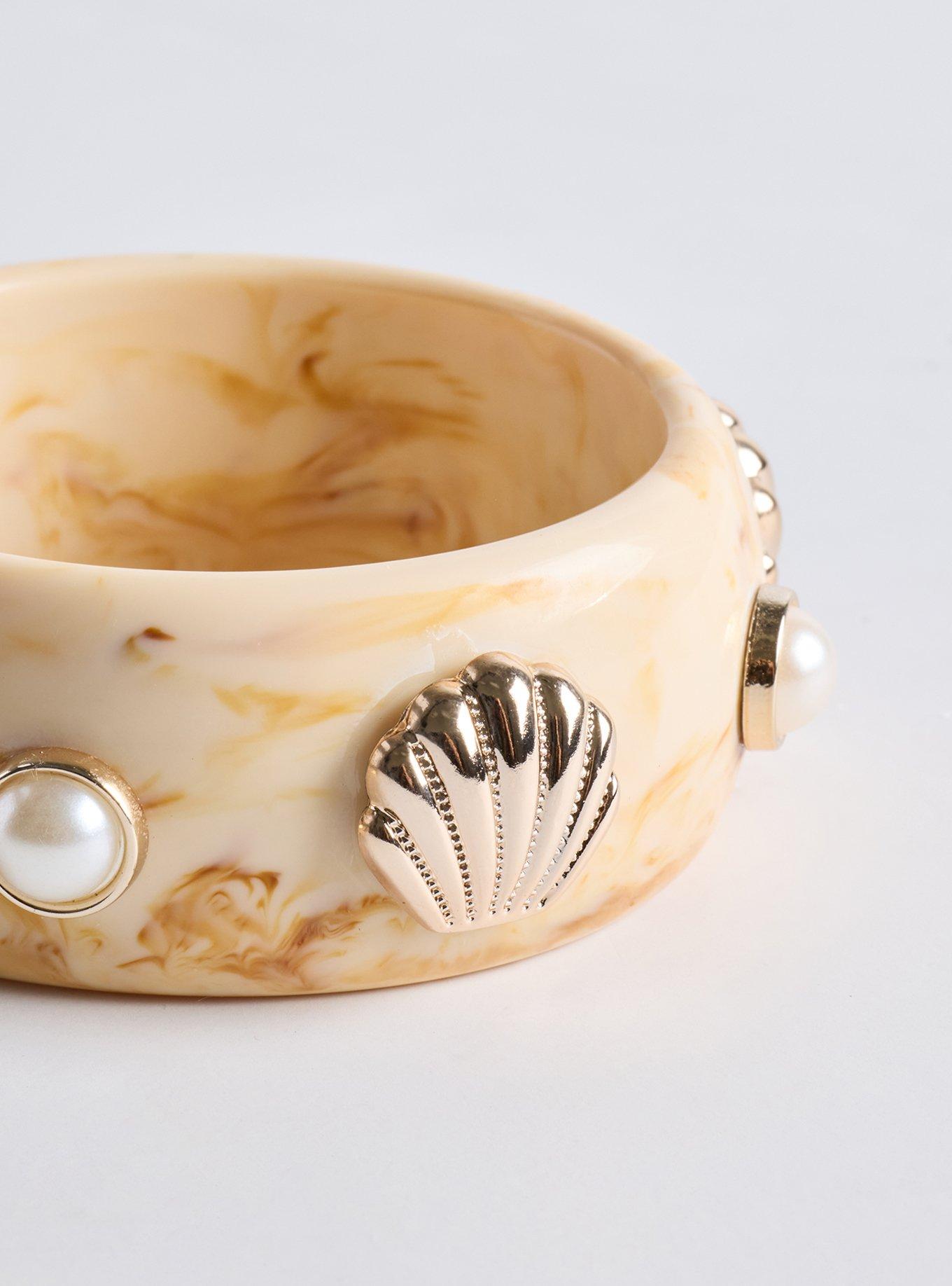 Shell Resin Bangle, IVORY, alternate