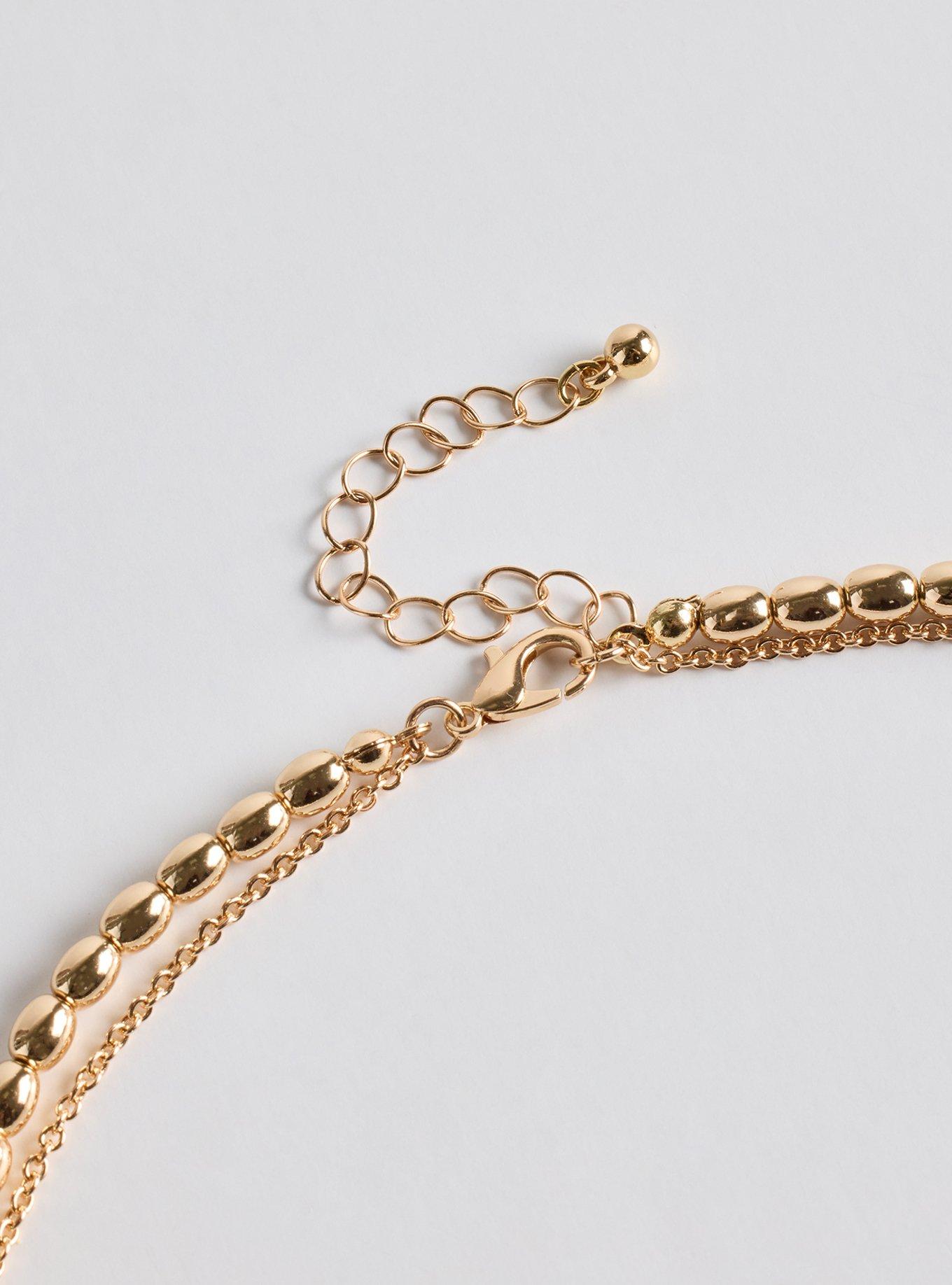 Shotbead Oval Drop Necklace, GOLD, alternate