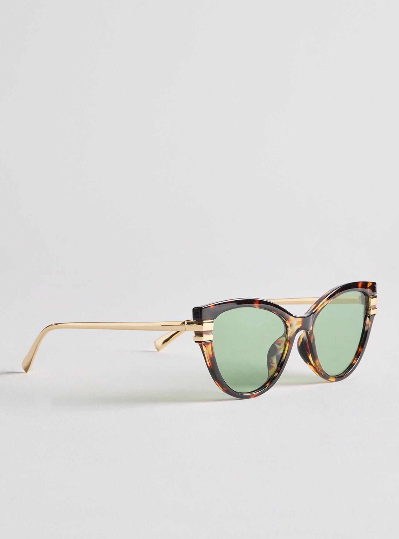 Cateye Metal Temple Sunglasses, , alternate