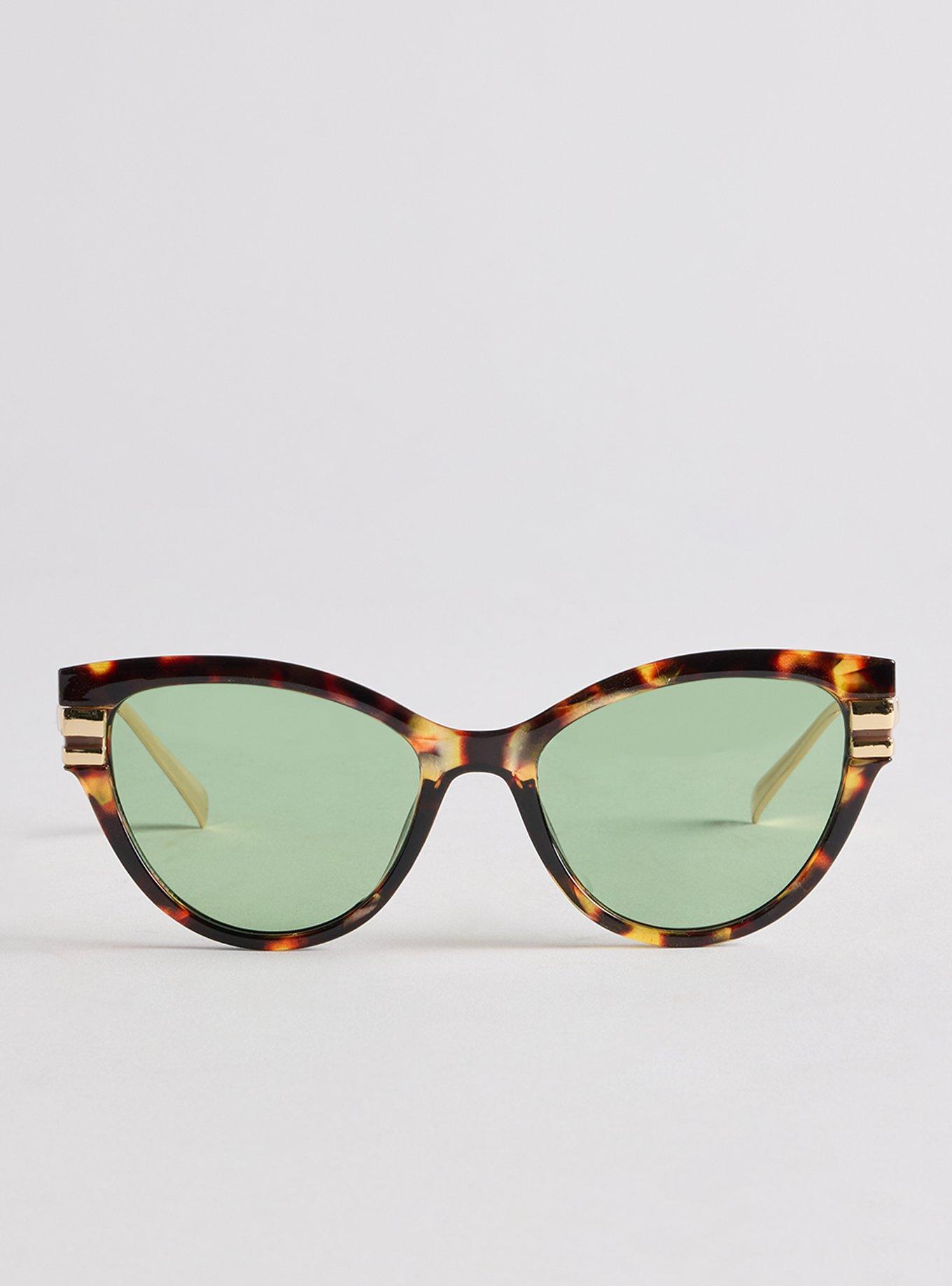 Cateye Metal Temple Sunglasses, , hi-res