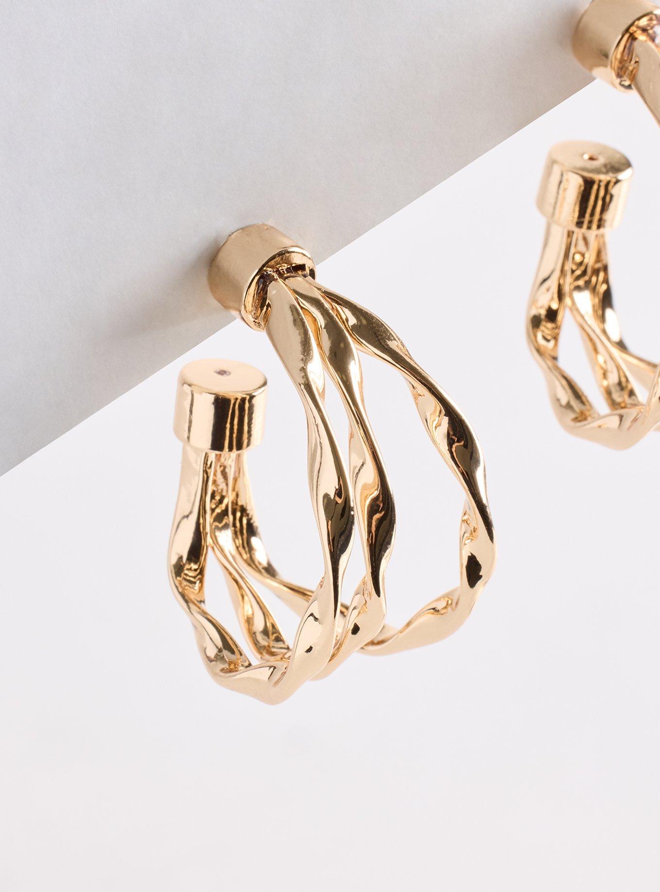 Triple Hammered Hoop Earring, , alternate