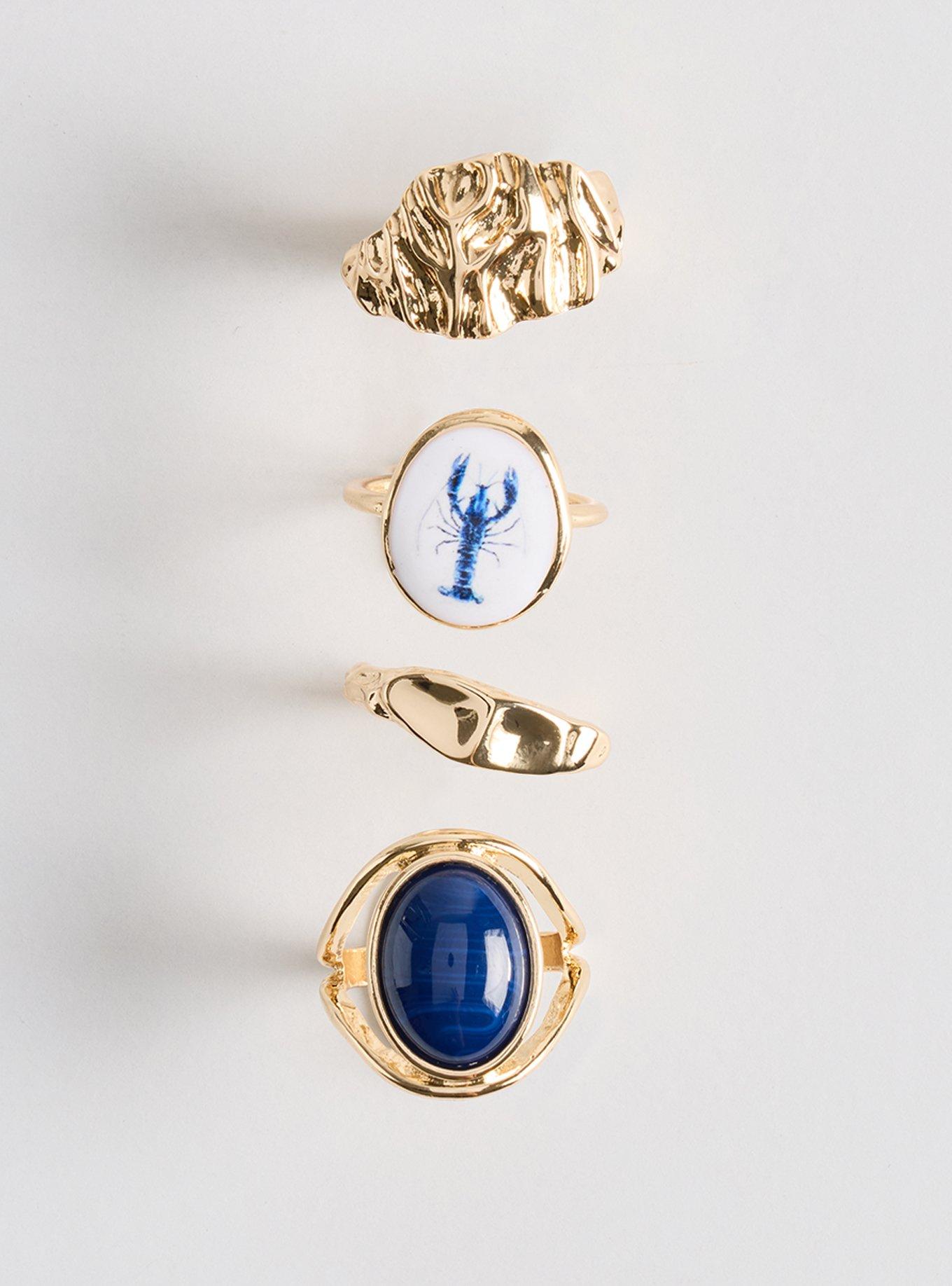 Nautical Ring Set, GOLD, hi-res