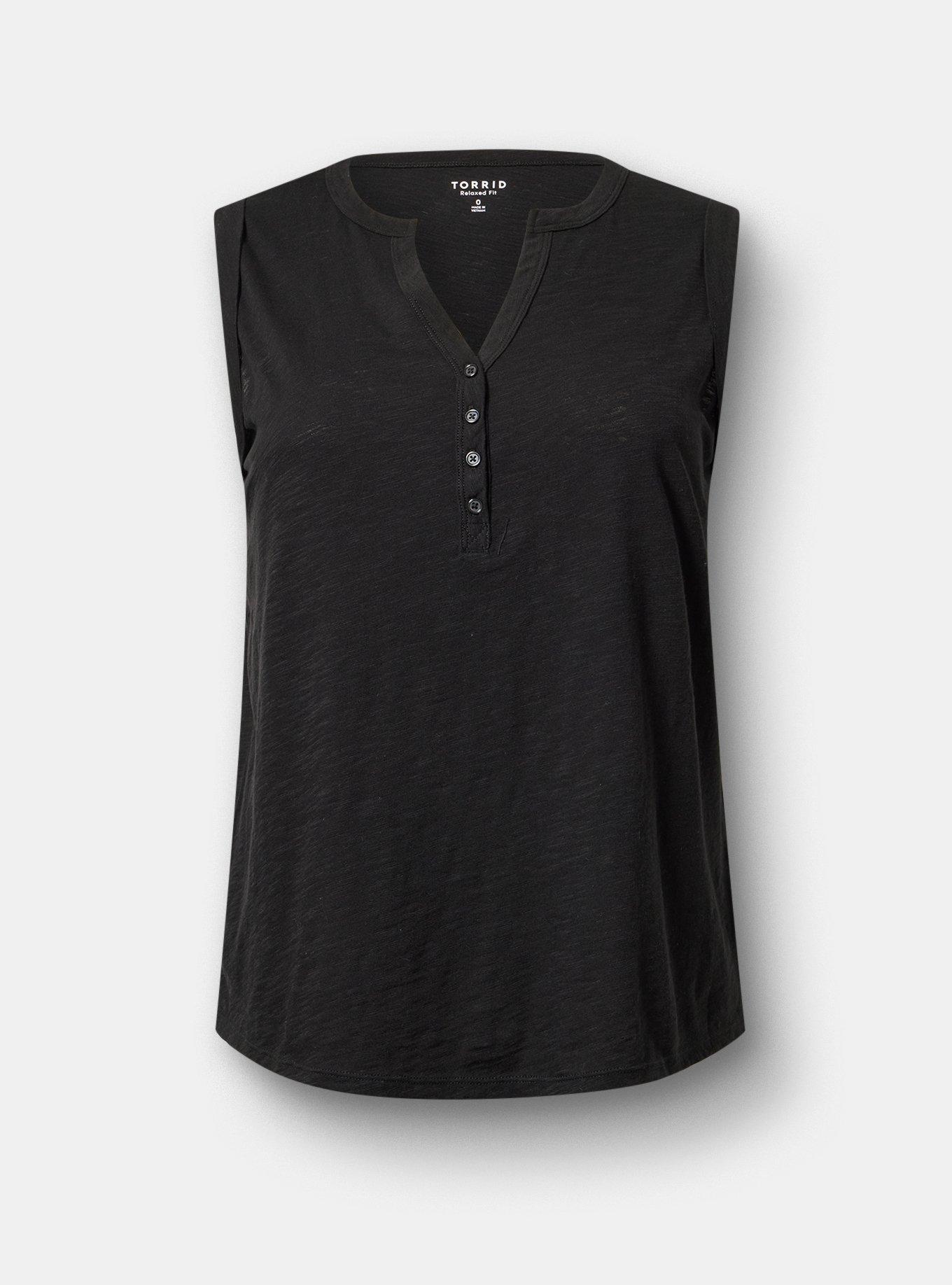 Super Soft V-Neck Shirttail Tunic Tank, DEEP BLACK, flat