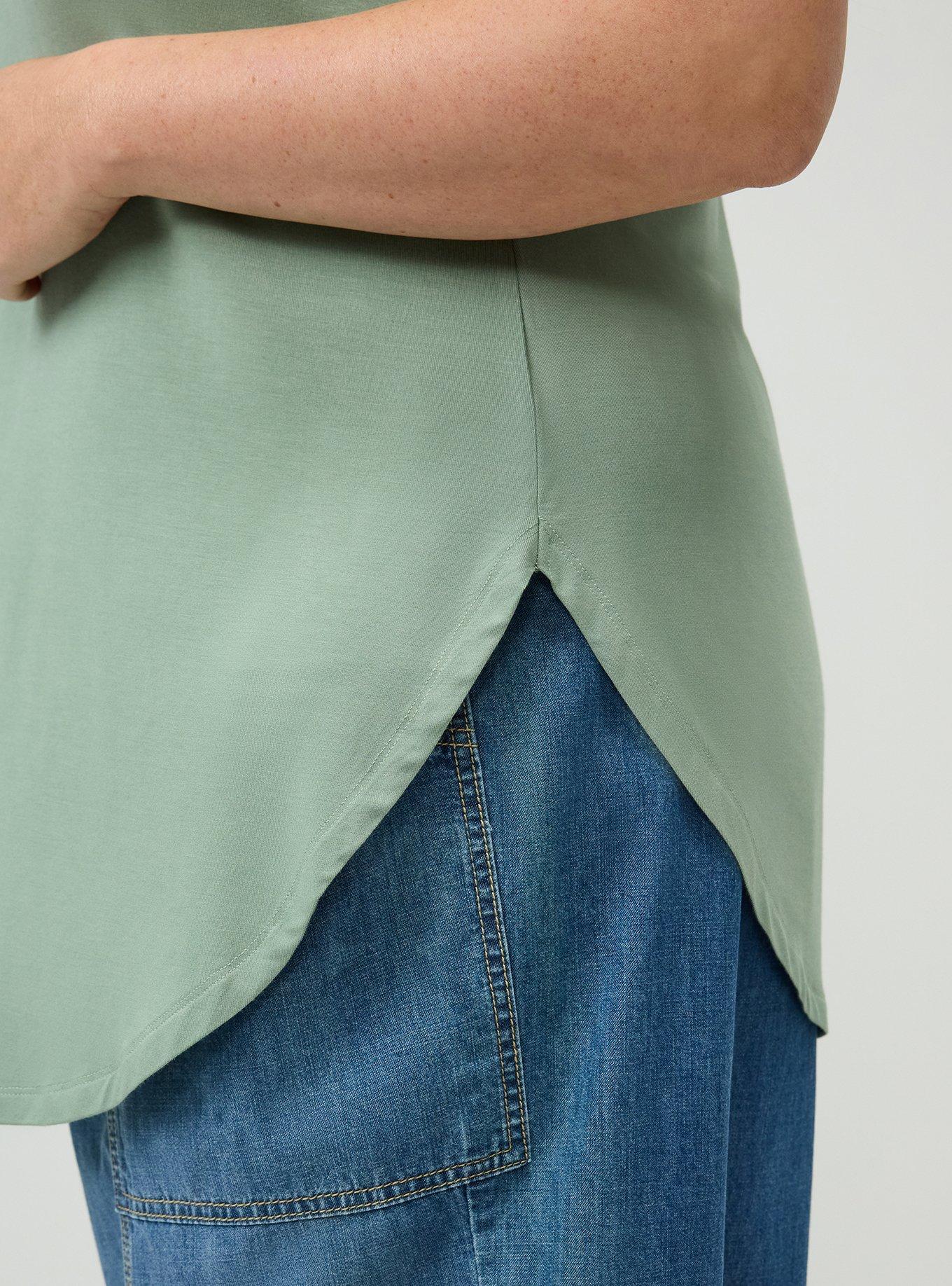 Super Soft V-Neck Shirttail Tunic Tank, HEDGE GREEN, alternate