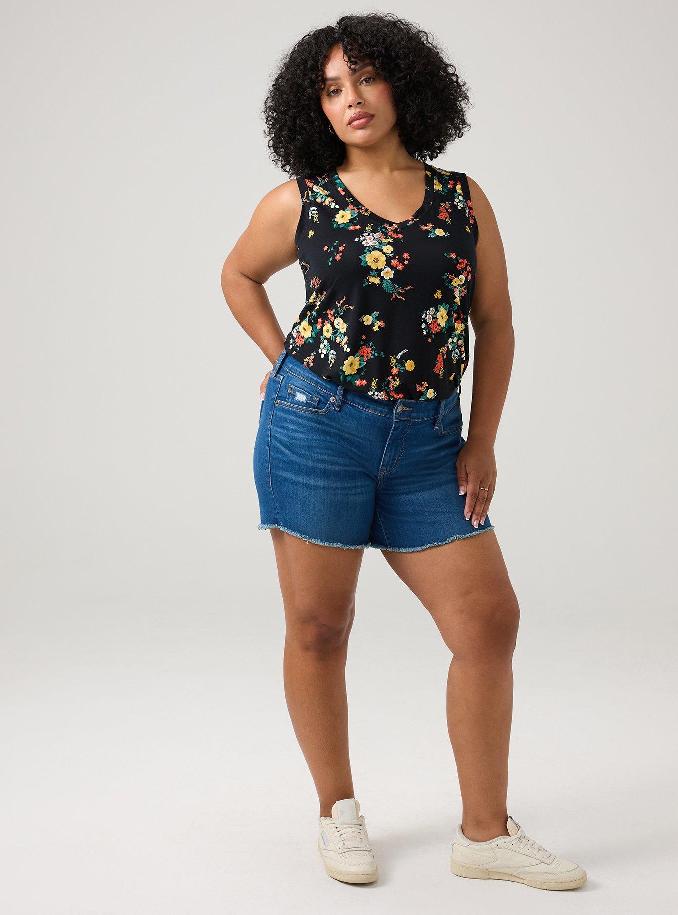 Super Soft V-Neck Shirttail Tunic Tank, DITSY RAIN FLORAL MULTI, alternate