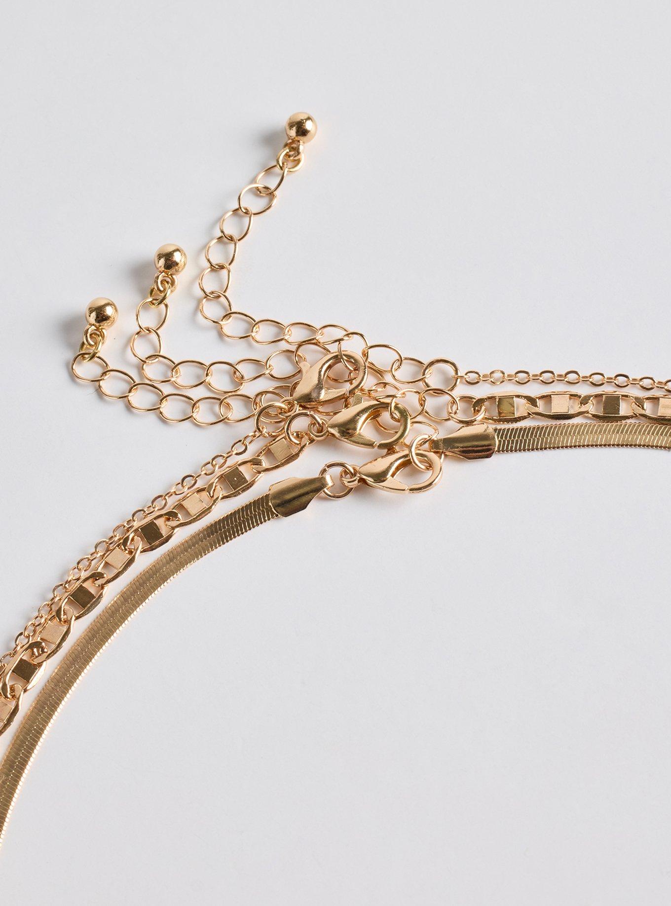 Layered Hammered Disc Necklace, GOLD, alternate