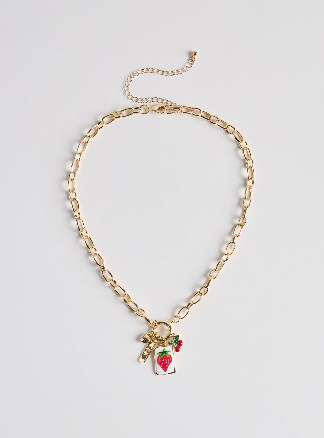 Fruit Charm Link Necklace, , hi-res