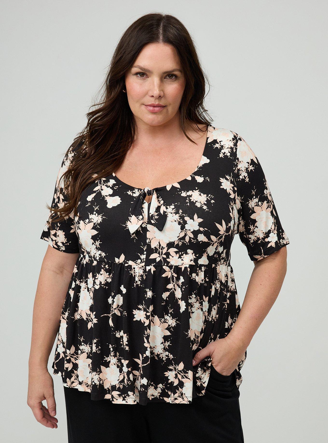 Plus Size - Super Soft Knot Front Babydoll Top - Torrid
