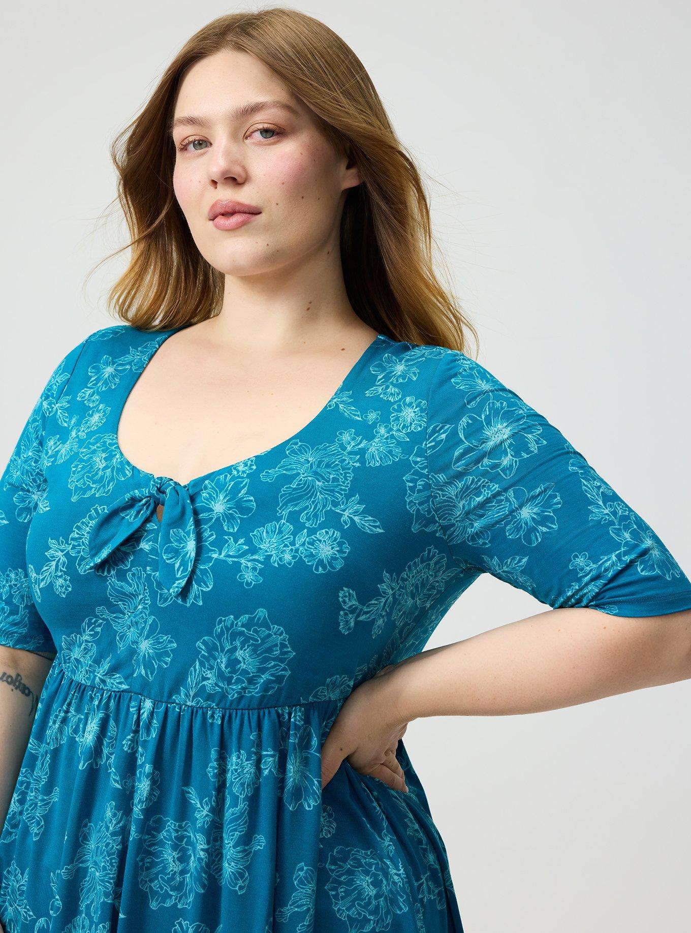 Super Soft V-Neck Babydoll Top, GLITTERING FLORAL TEAL, alternate