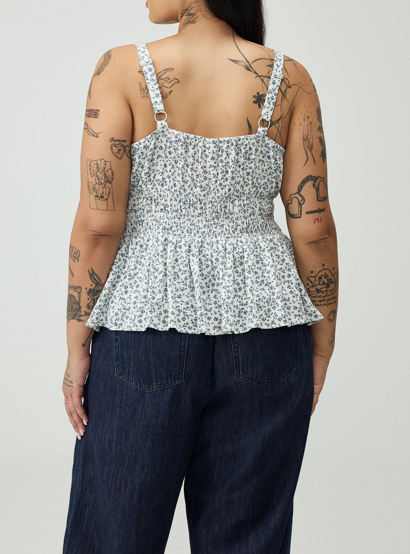 Smocked Crinkle Gauze Cami, ROWEN JACO DITSY BLUE, alternate