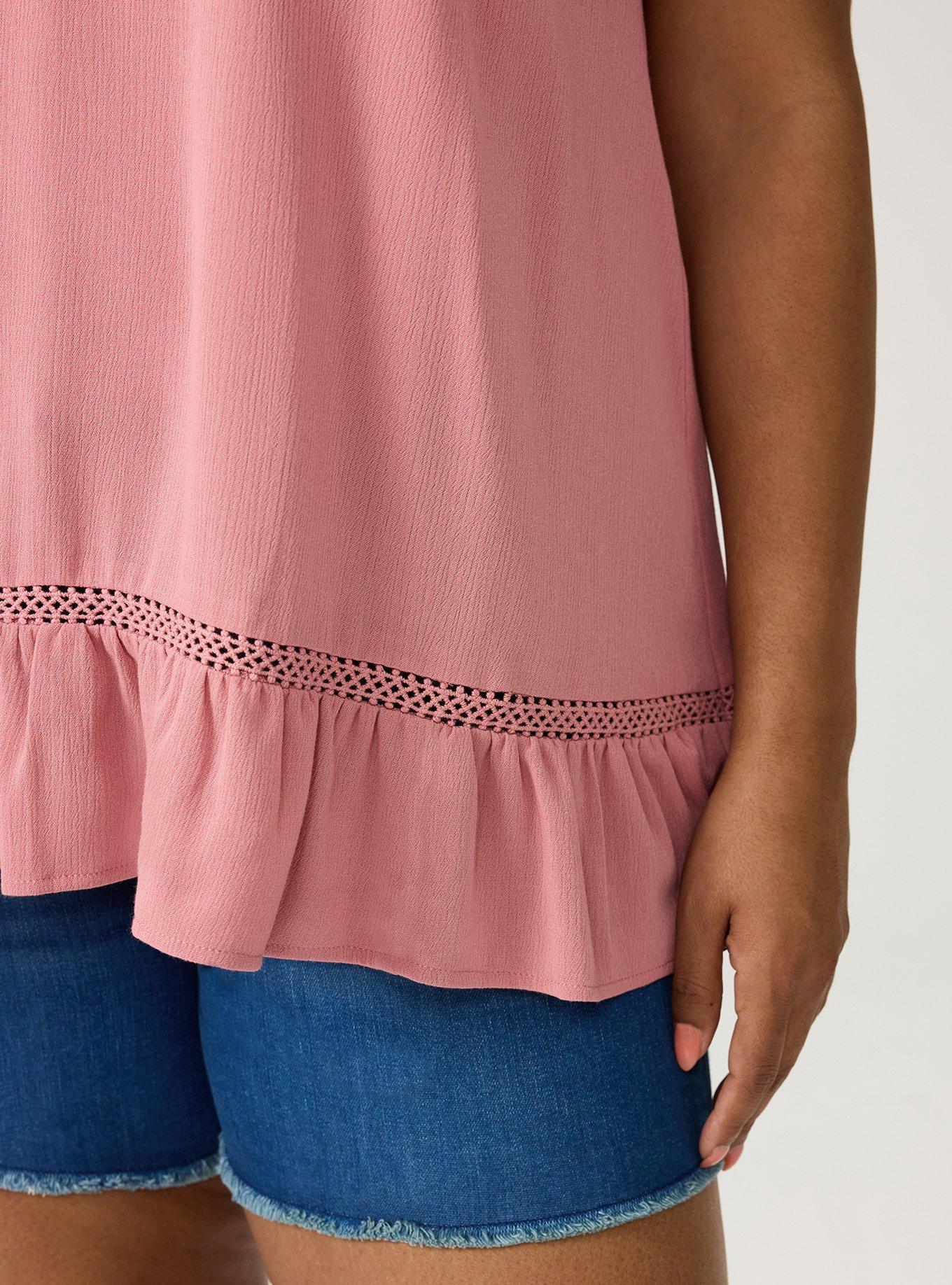Crinkle Gauze Flutter Sleeve Tunic, DUSTY ROSE, alternate