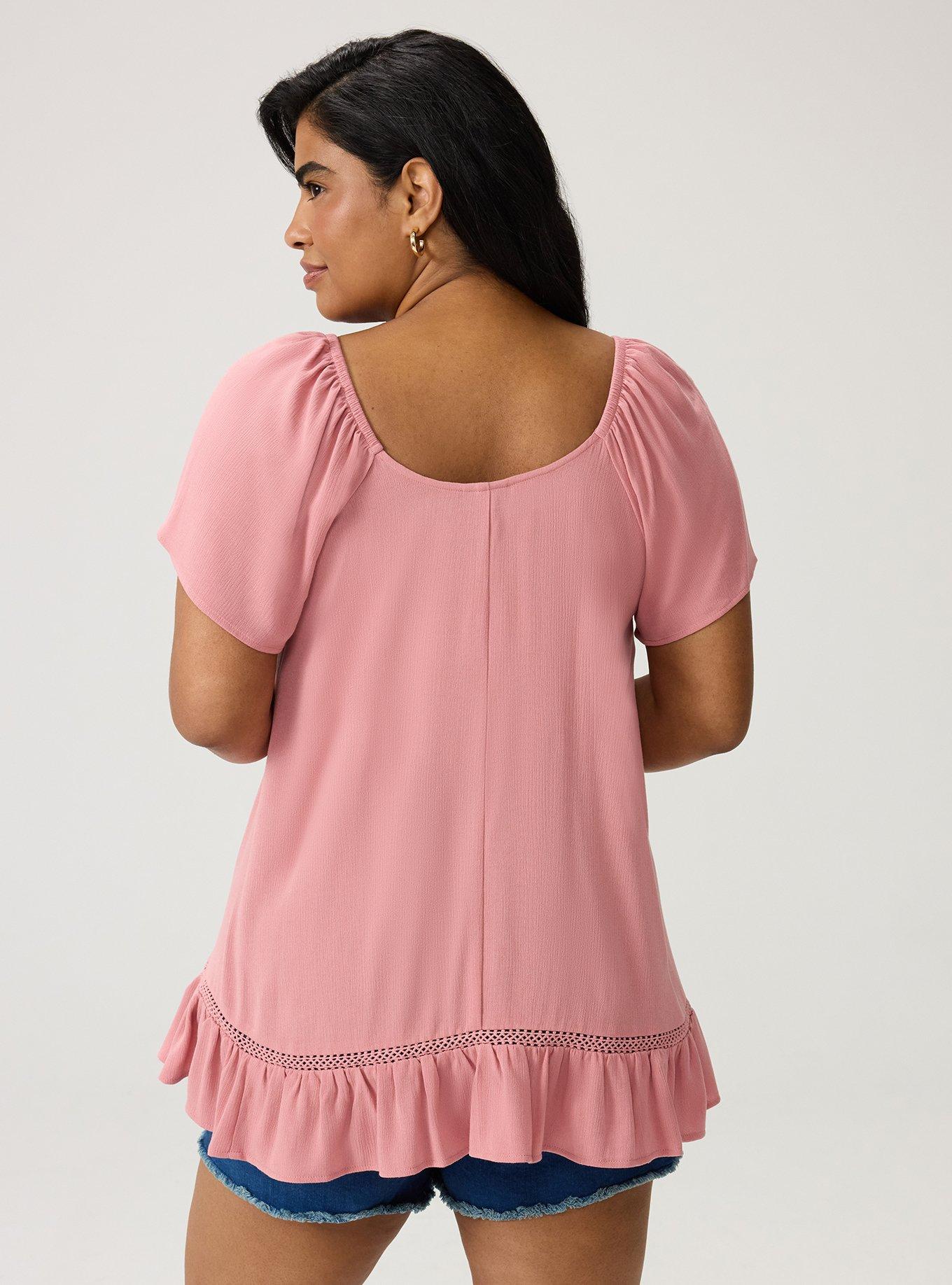 Crinkle Gauze Flutter Sleeve Tunic, DUSTY ROSE, alternate