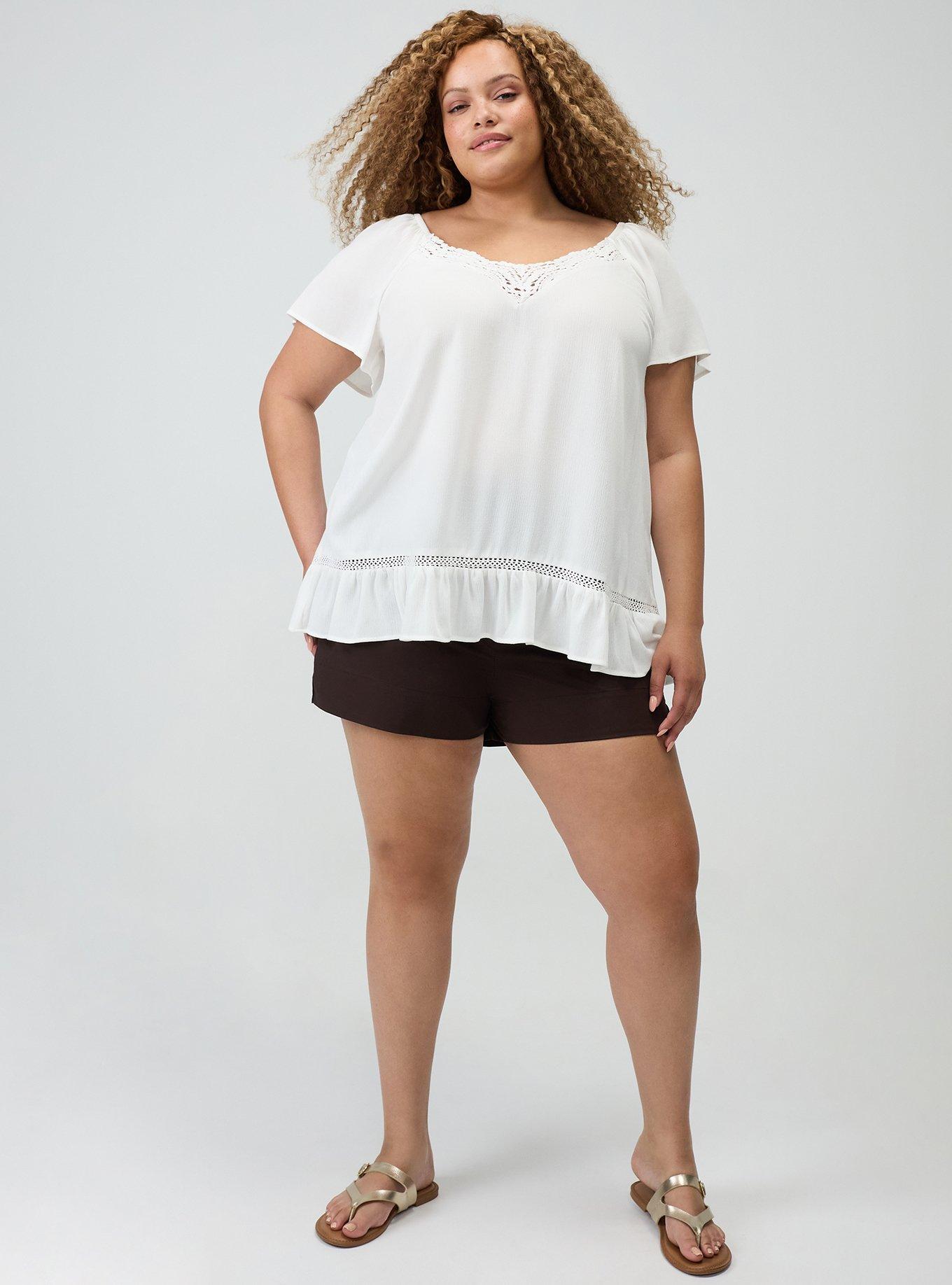 Crinkle Gauze Flutter Sleeve Tunic, BLANC DE BLANC, alternate