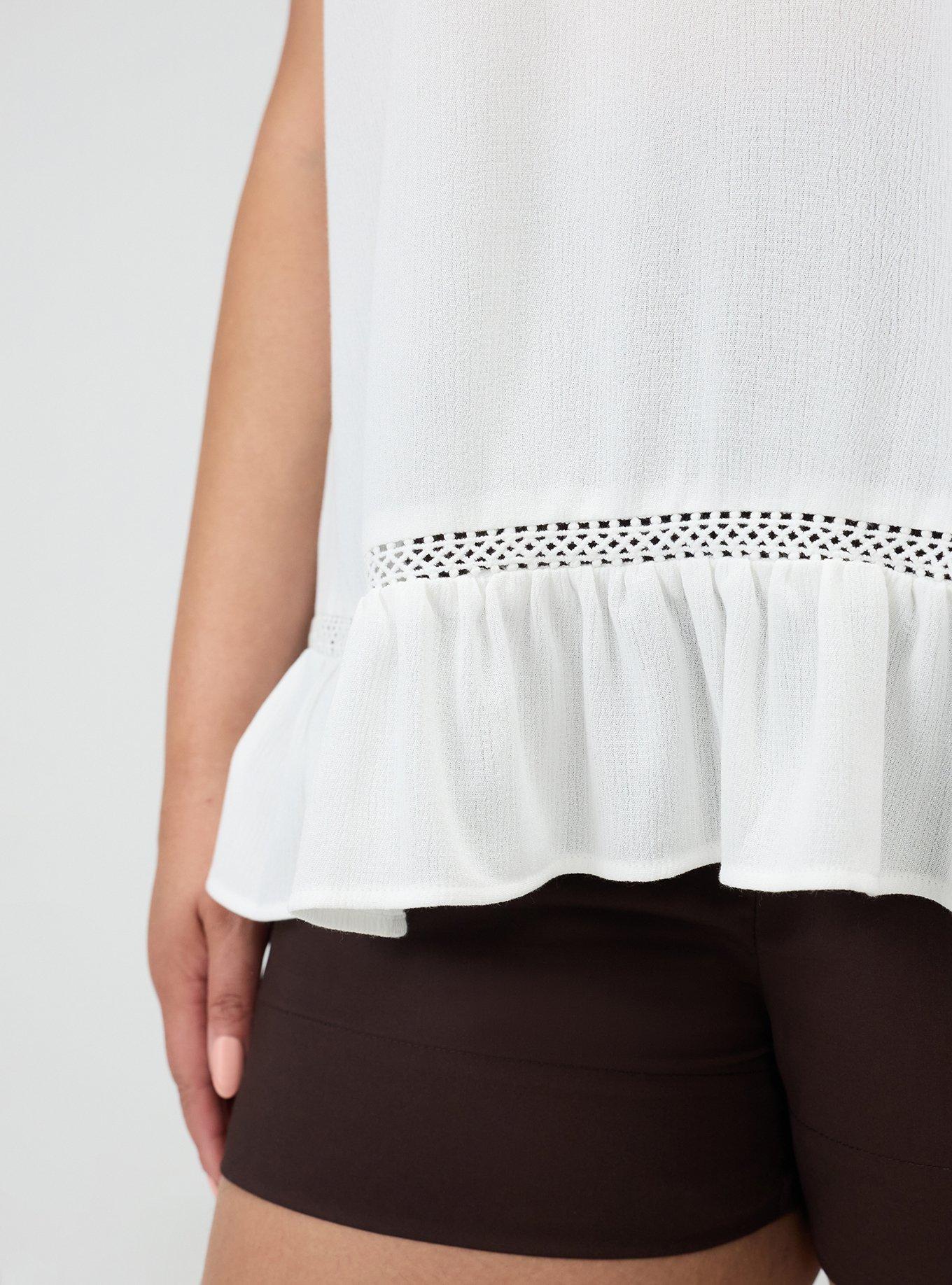 Crinkle Gauze Flutter Sleeve Tunic, BLANC DE BLANC, alternate